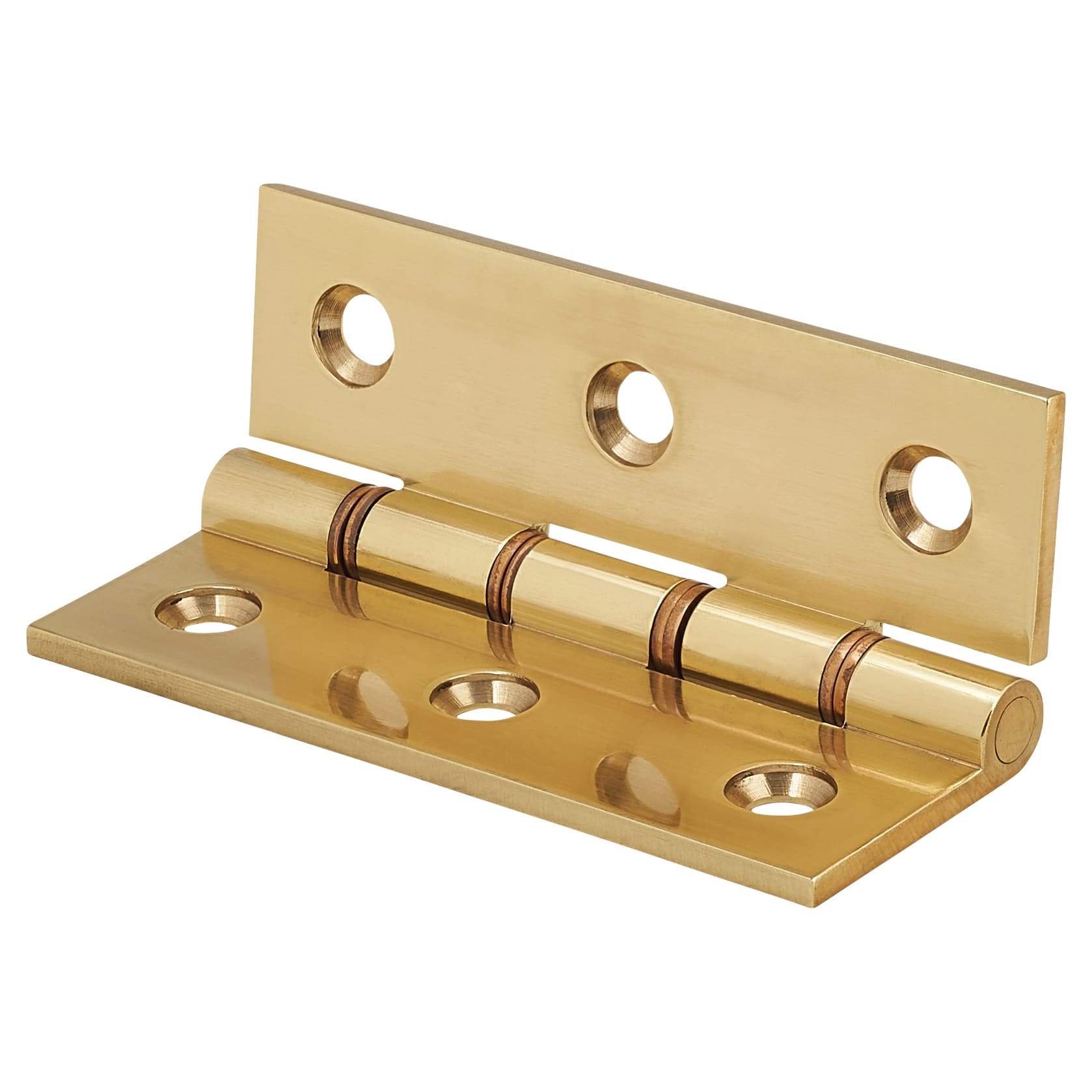 Double Phosphor Bronze Washered Butt Door Hinge - 75 x 50 x 2.5mm - Polished Brass - Pair - view 3