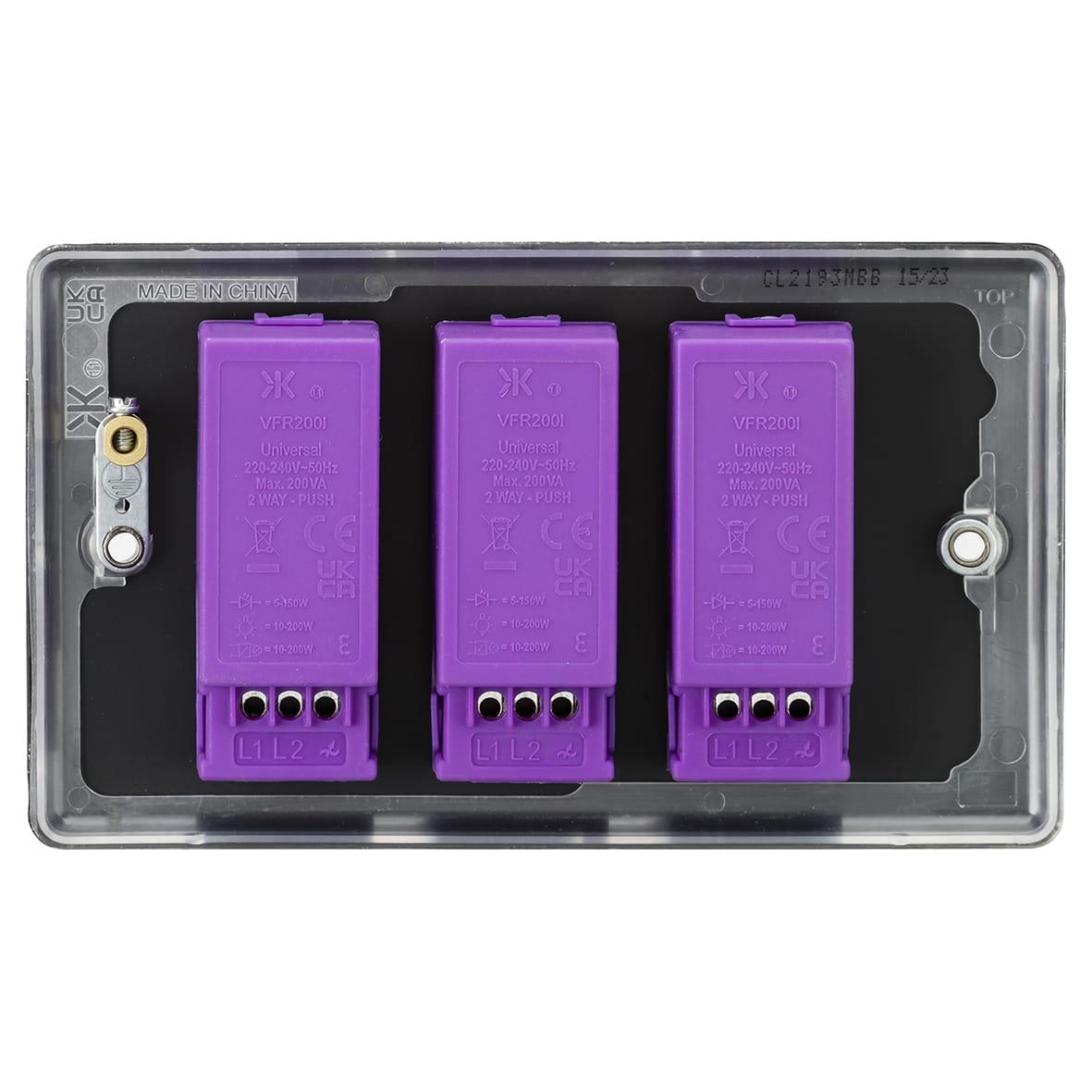 5-150W 3 Gang 2 Way Push On/Off Rotary Rounded Intelligent LED Dimmer - Matt Black - view 4