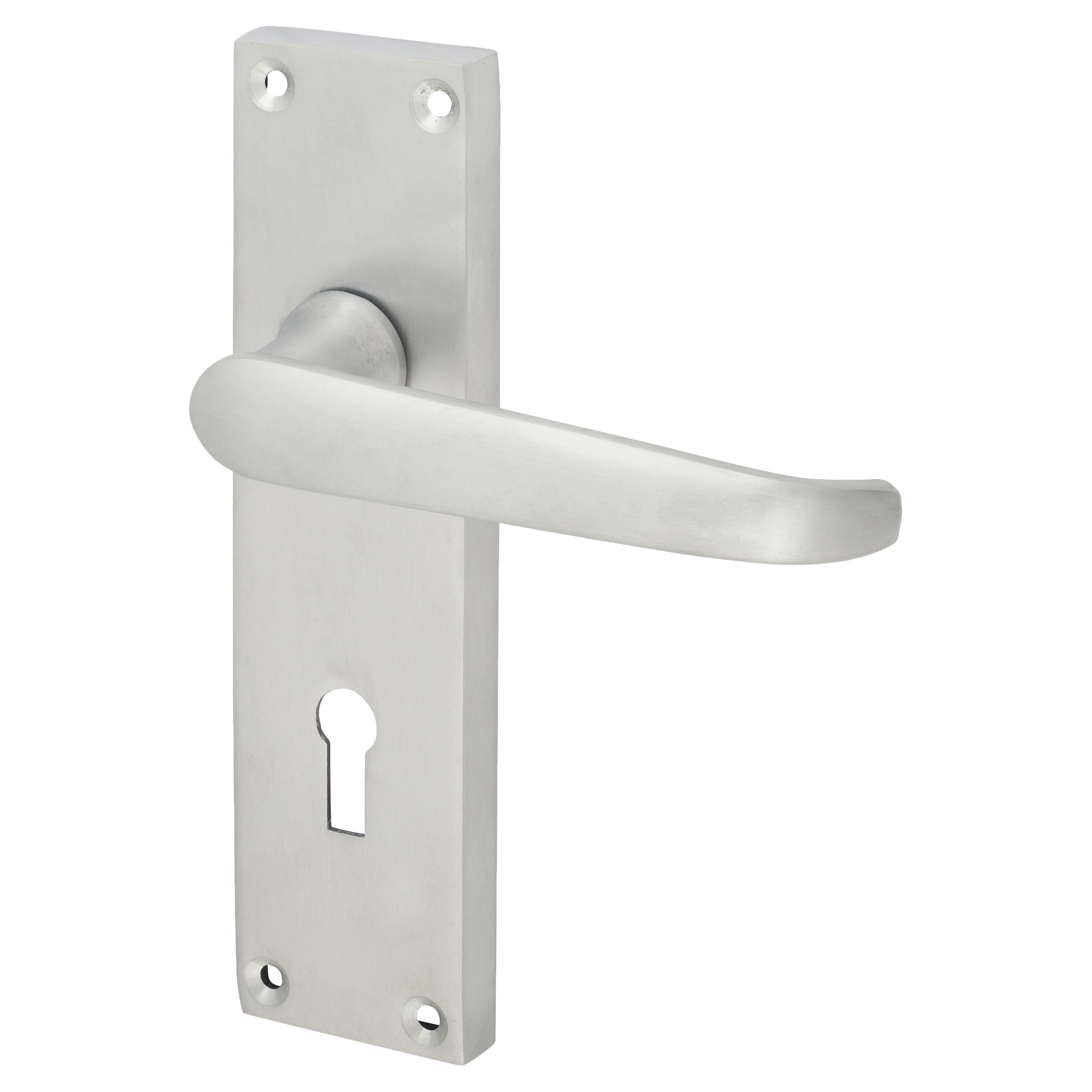 Satin Chrome Victorian Straight Keyhole Lock Door Handles - 155 x 42mm - view 2