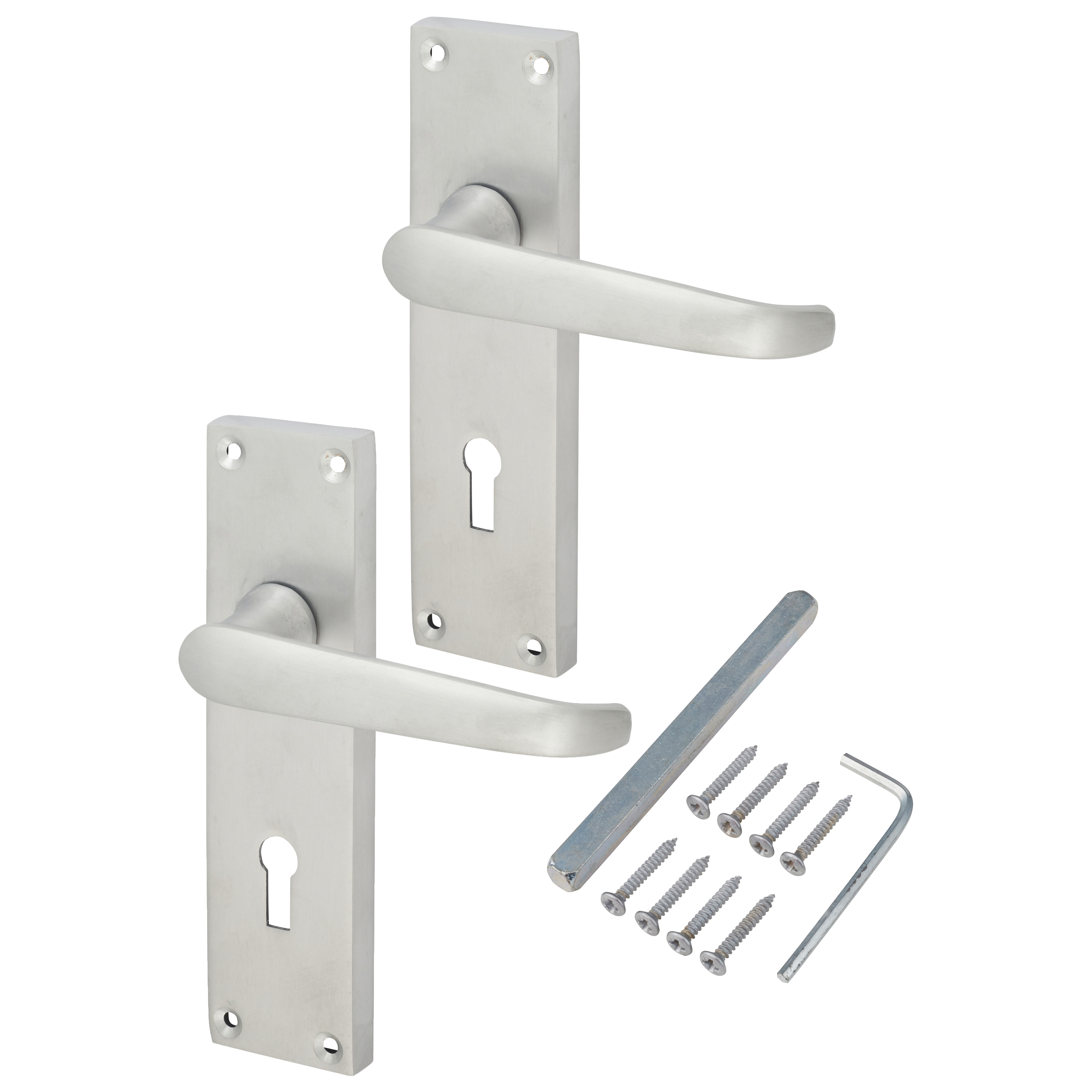 Satin Chrome Victorian Straight Keyhole Lock Door Handles - 155 x 42mm - view 3