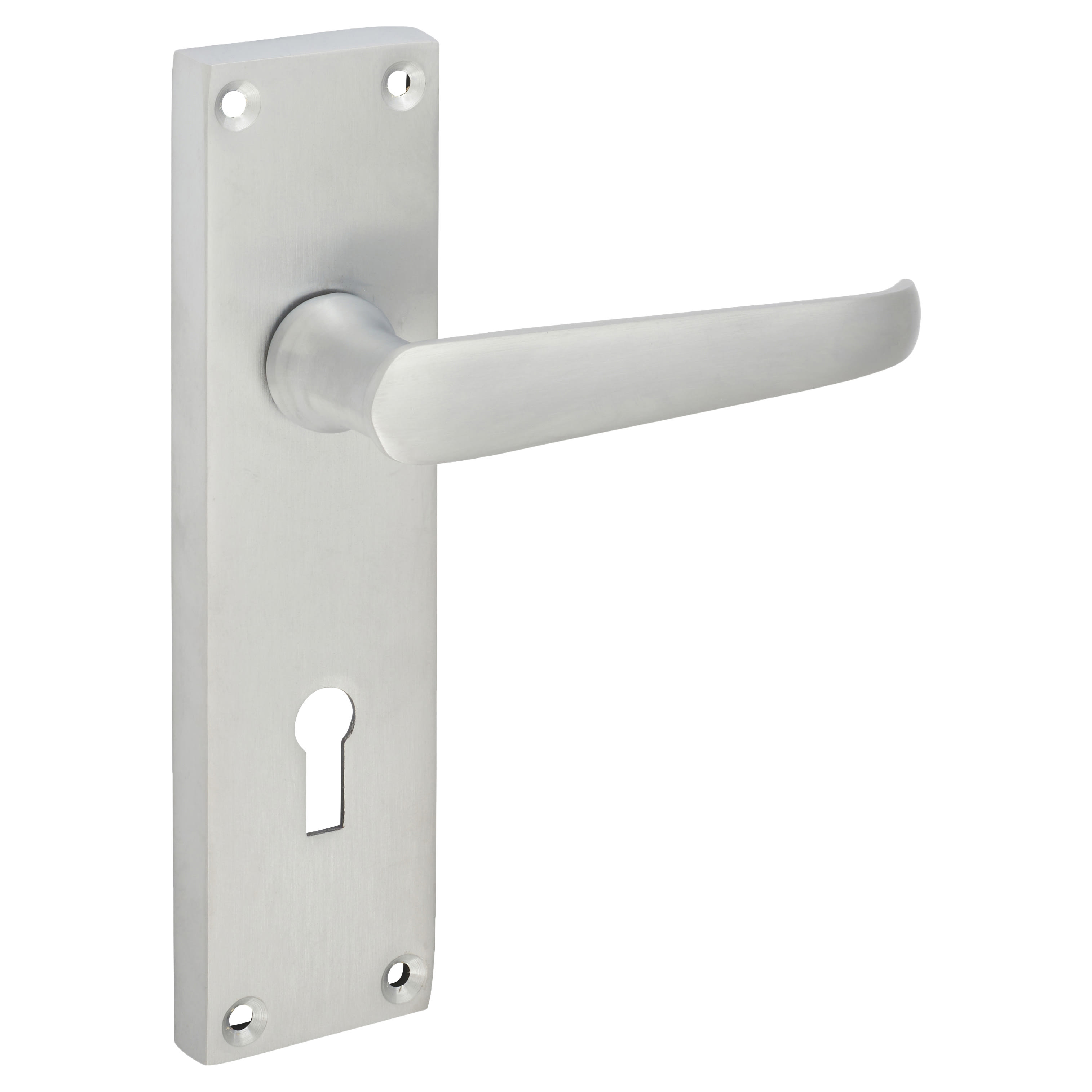 Satin Chrome Victorian Straight Keyhole Lock Door Handles - 155 x 42mm - view 4