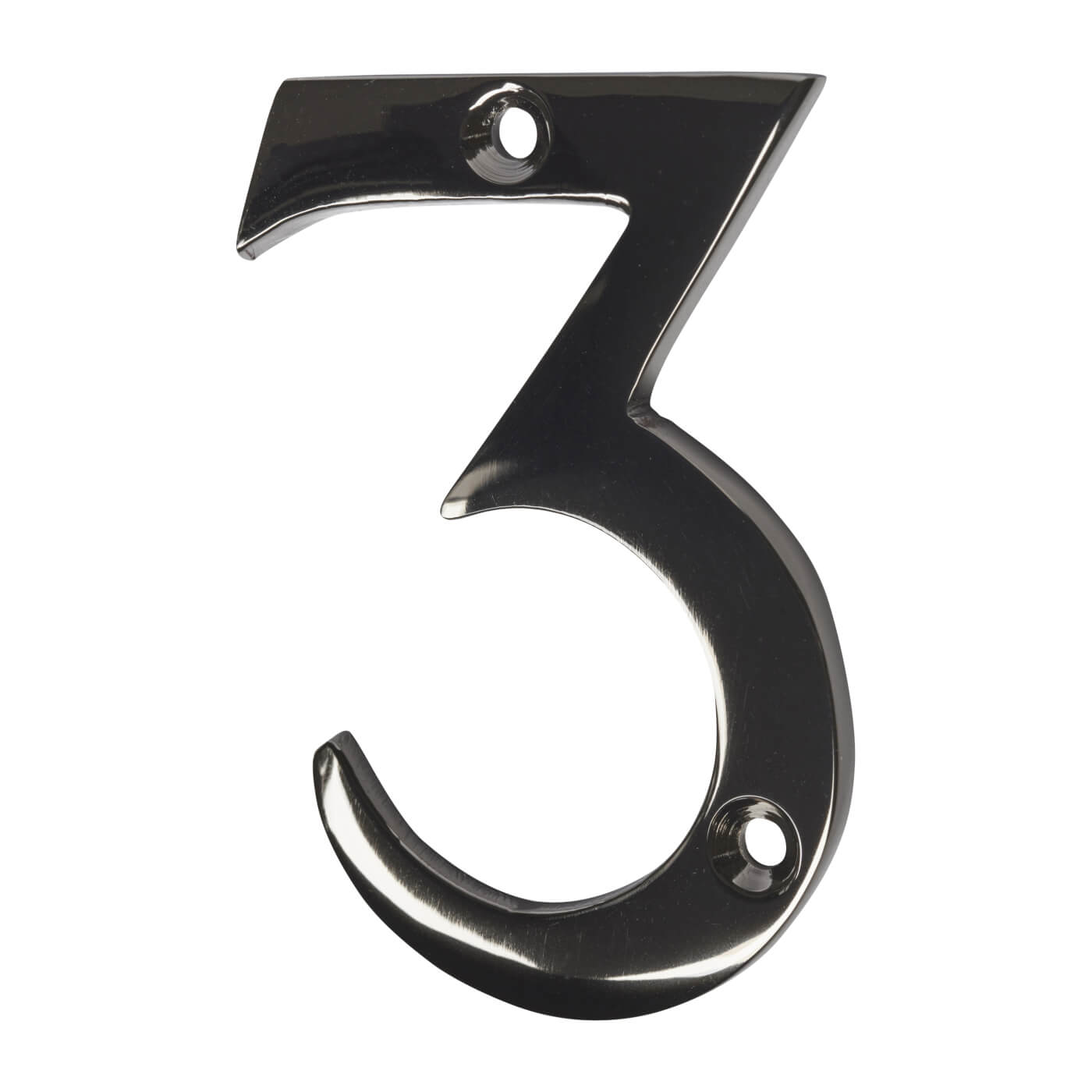 76mm Screw Fix Door Numeral - 3 - Black Nickel - view 2