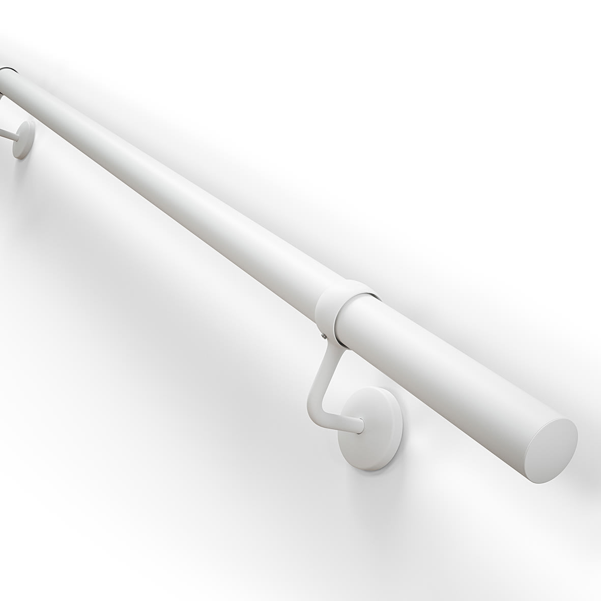 40mm Handrail Banister Staircase Rail Support Kit - 3600mm Length - Matt White - view 2