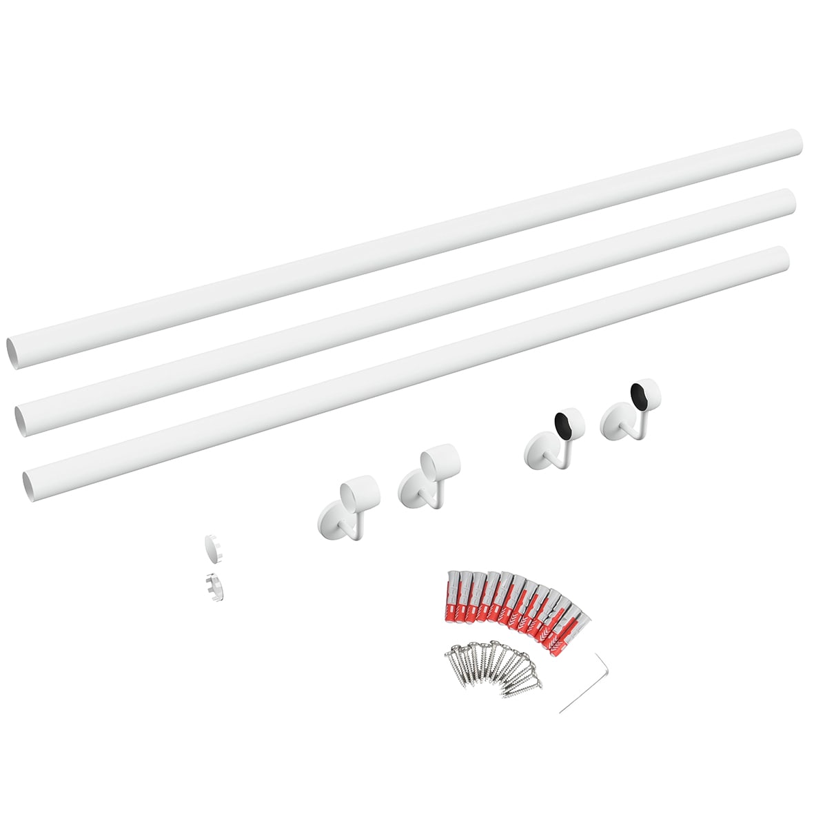 40mm Handrail Banister Staircase Rail Support Kit - 3600mm Length - Matt White - view 5
