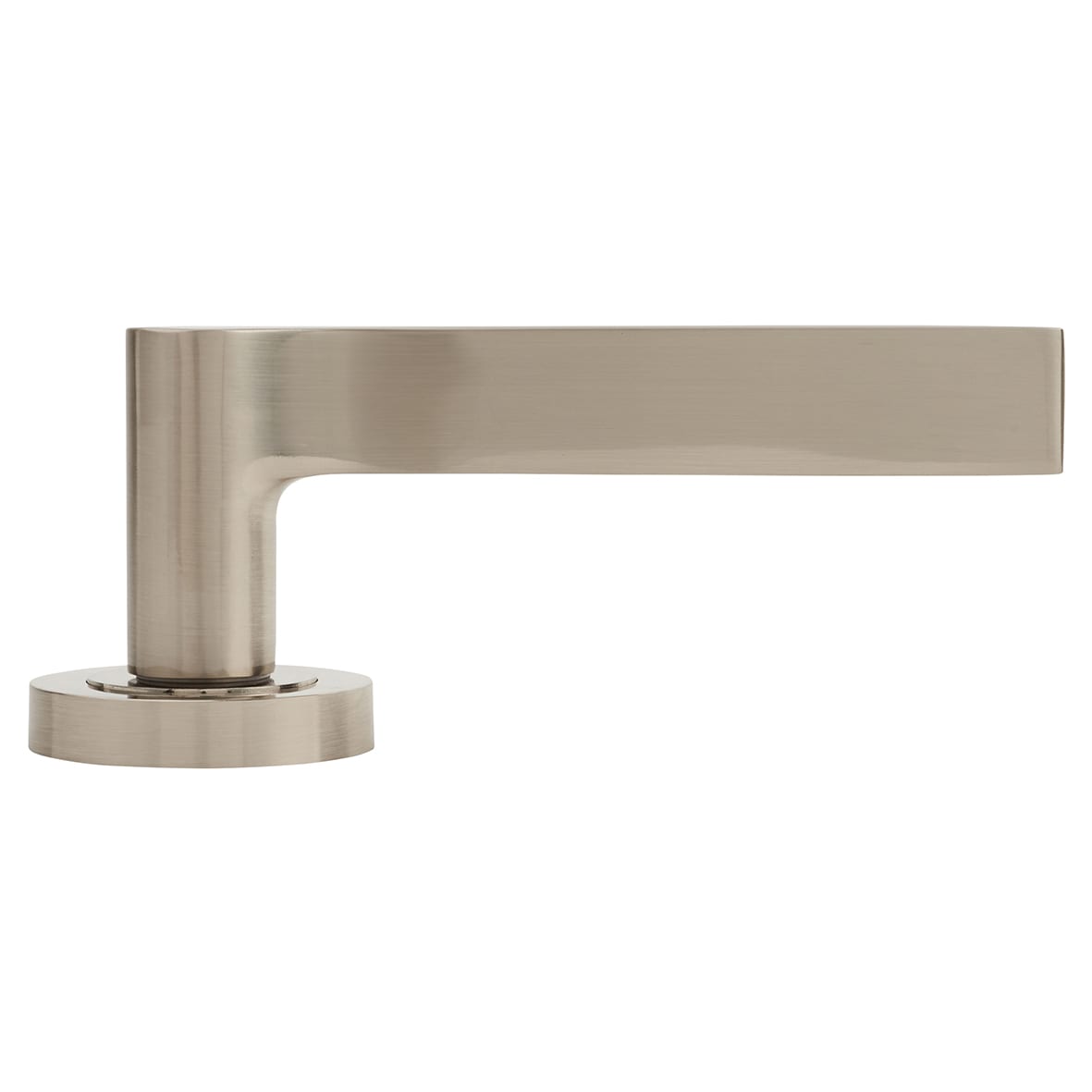Satin Nickel Fire Rated Door Handles on Round Rose - Geo Range - view 3