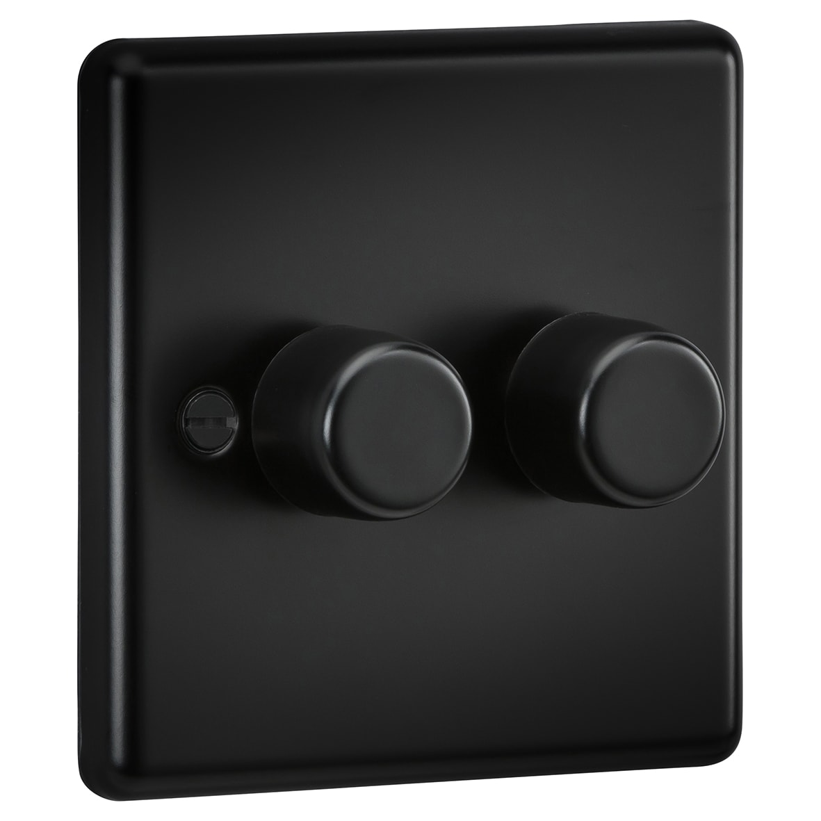 5-150W 2 Gang 2 Way Push On/Off Rotary Rounded Intelligent LED Dimmer - Matt Black - view 2