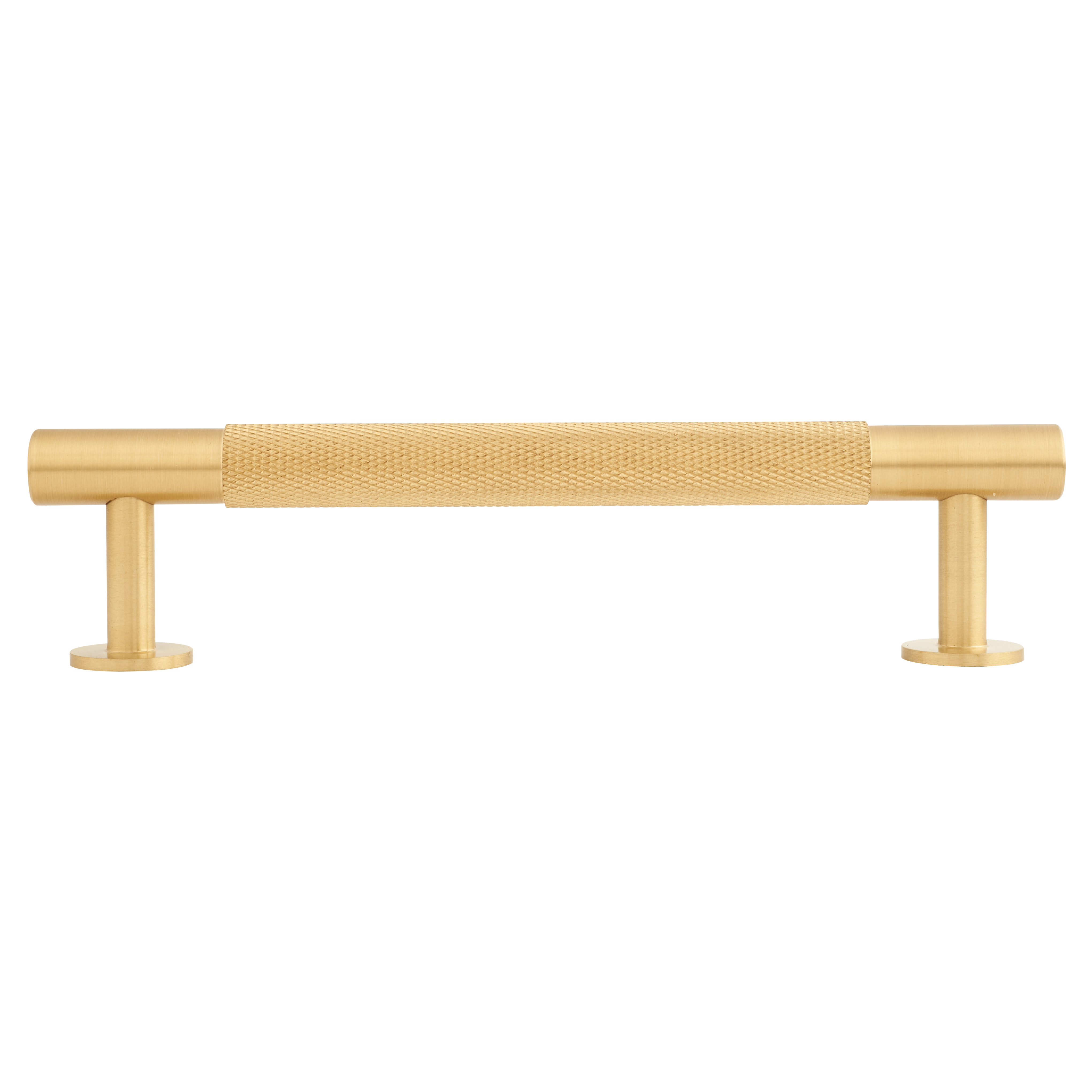 13mm Knurled T-Bar Cabinet Pull Handle - 128mm Centres - Satin Brass - view 2