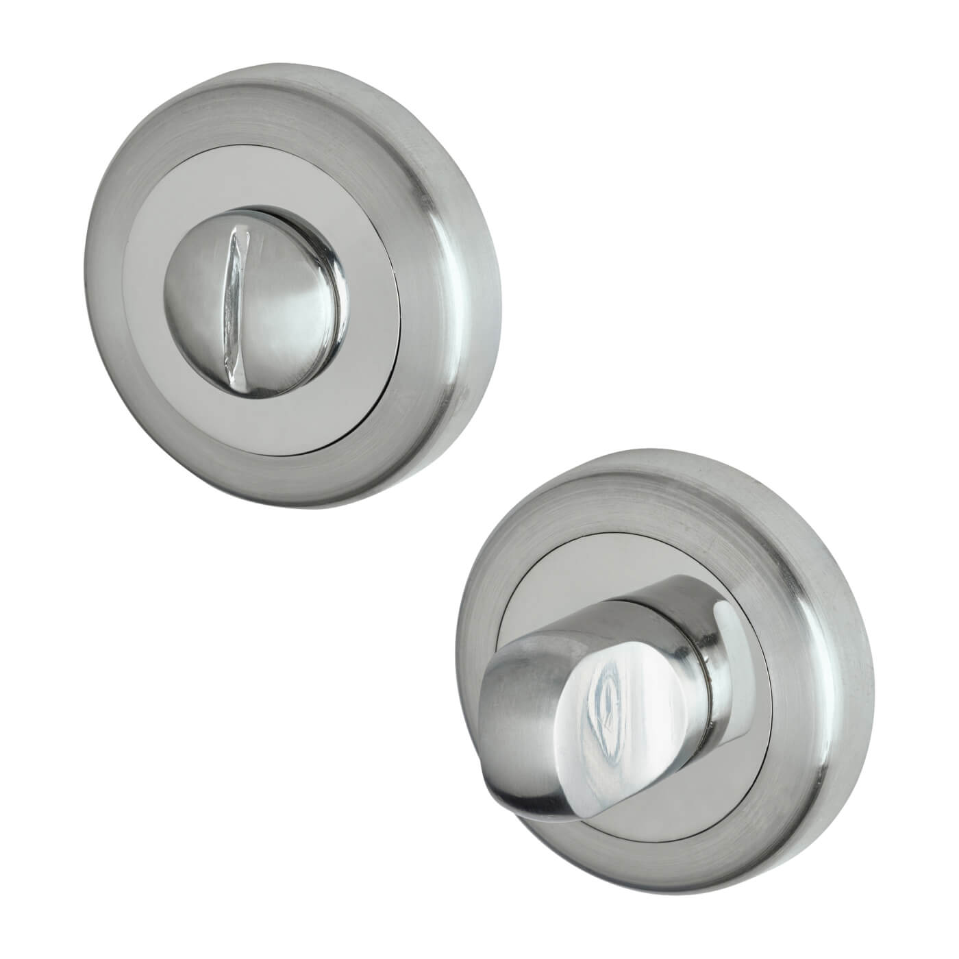 Bathroom Turn & Release - 50mm Diameter - Satin/Polished Chrome - view 2