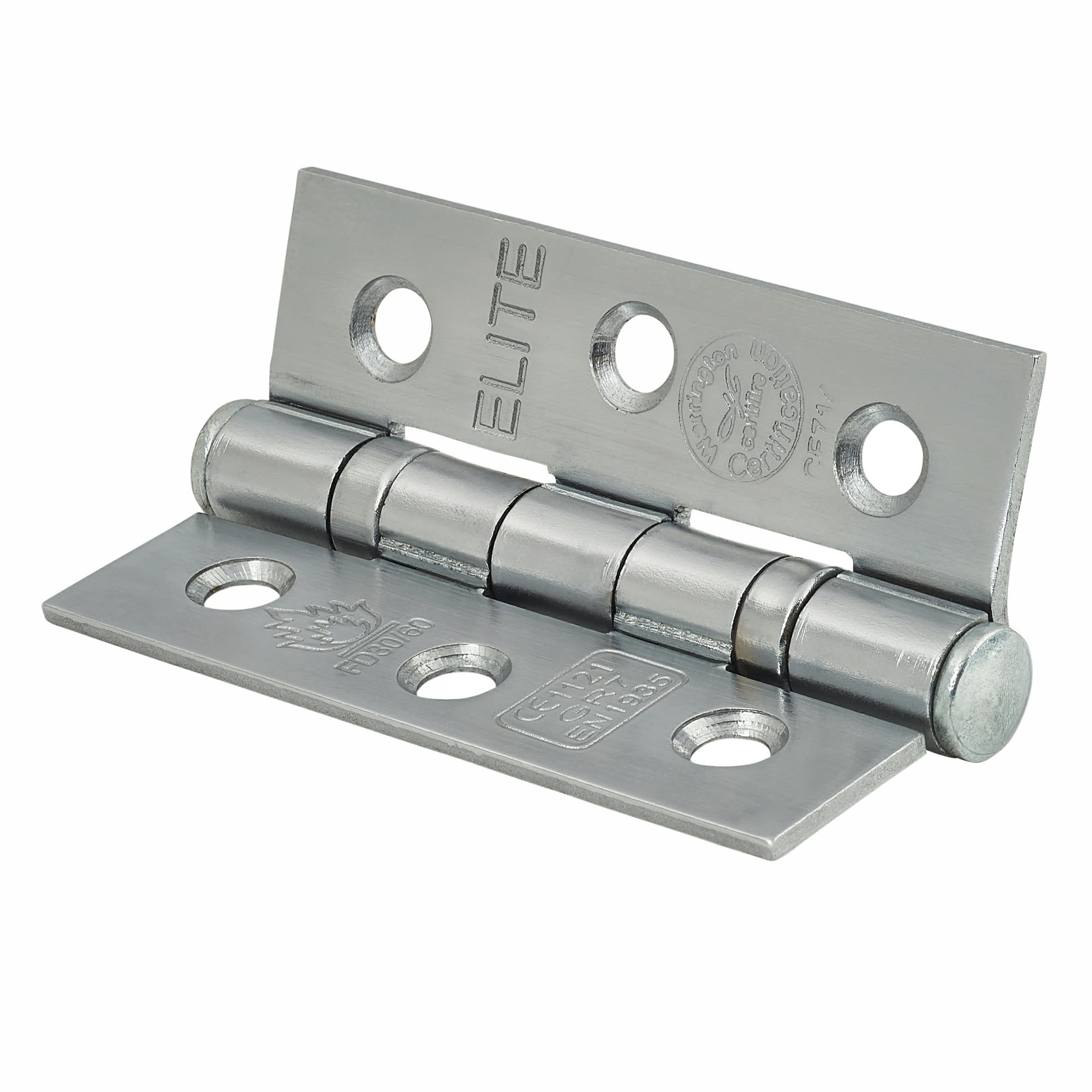Twin Ball Bearing Grade 7 Butt Fire Door Hinge - 76 x 51 x 2mm - Satin Chrome - Pair - view 3