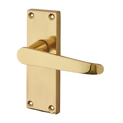 Polished Brass Budget Straight Latch Door - Short Plate - Mia Range - 114 x 42mm - view 2