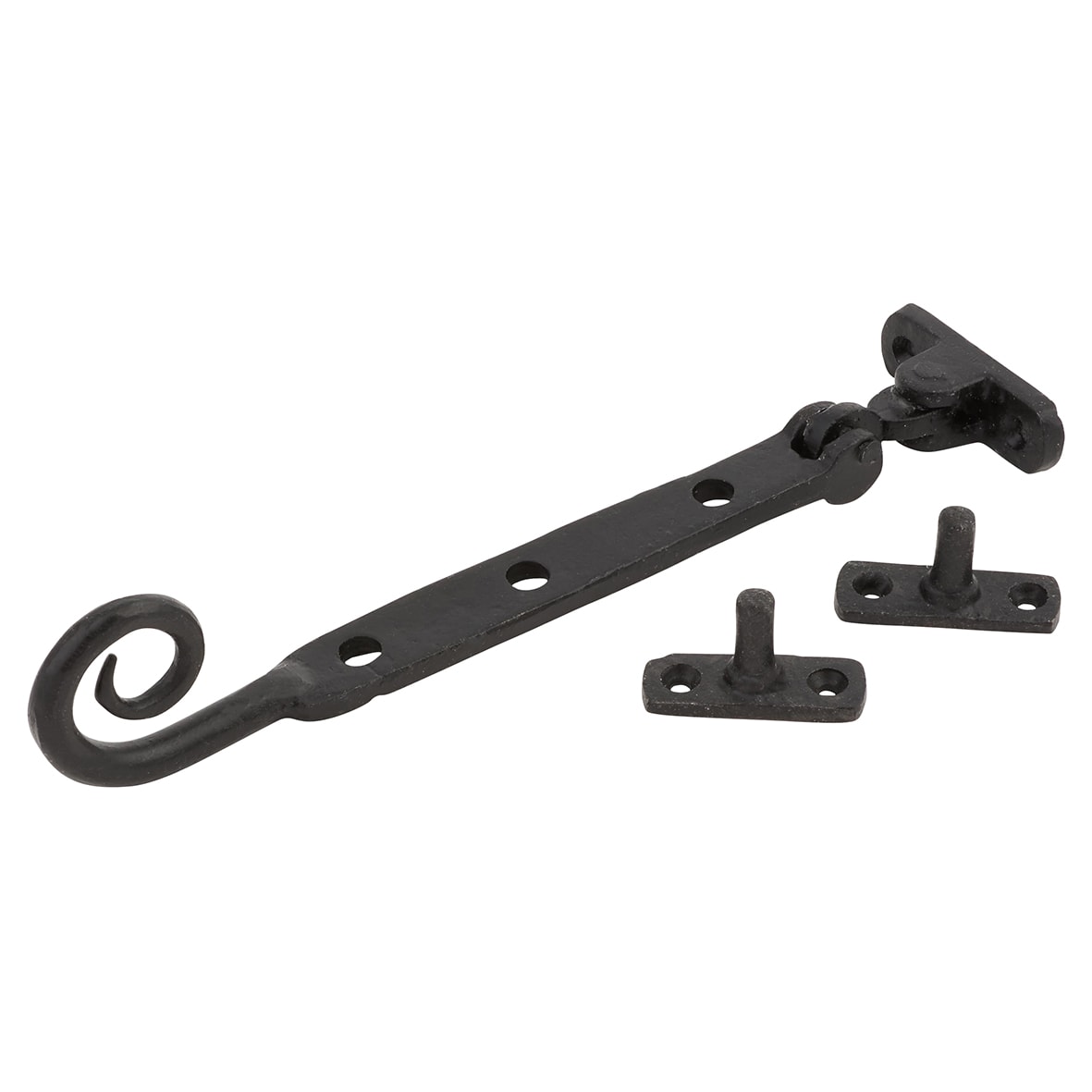 Monkey Tail Casement Window Stay - 8"/200mm Length - Antique Black Iron - view 2