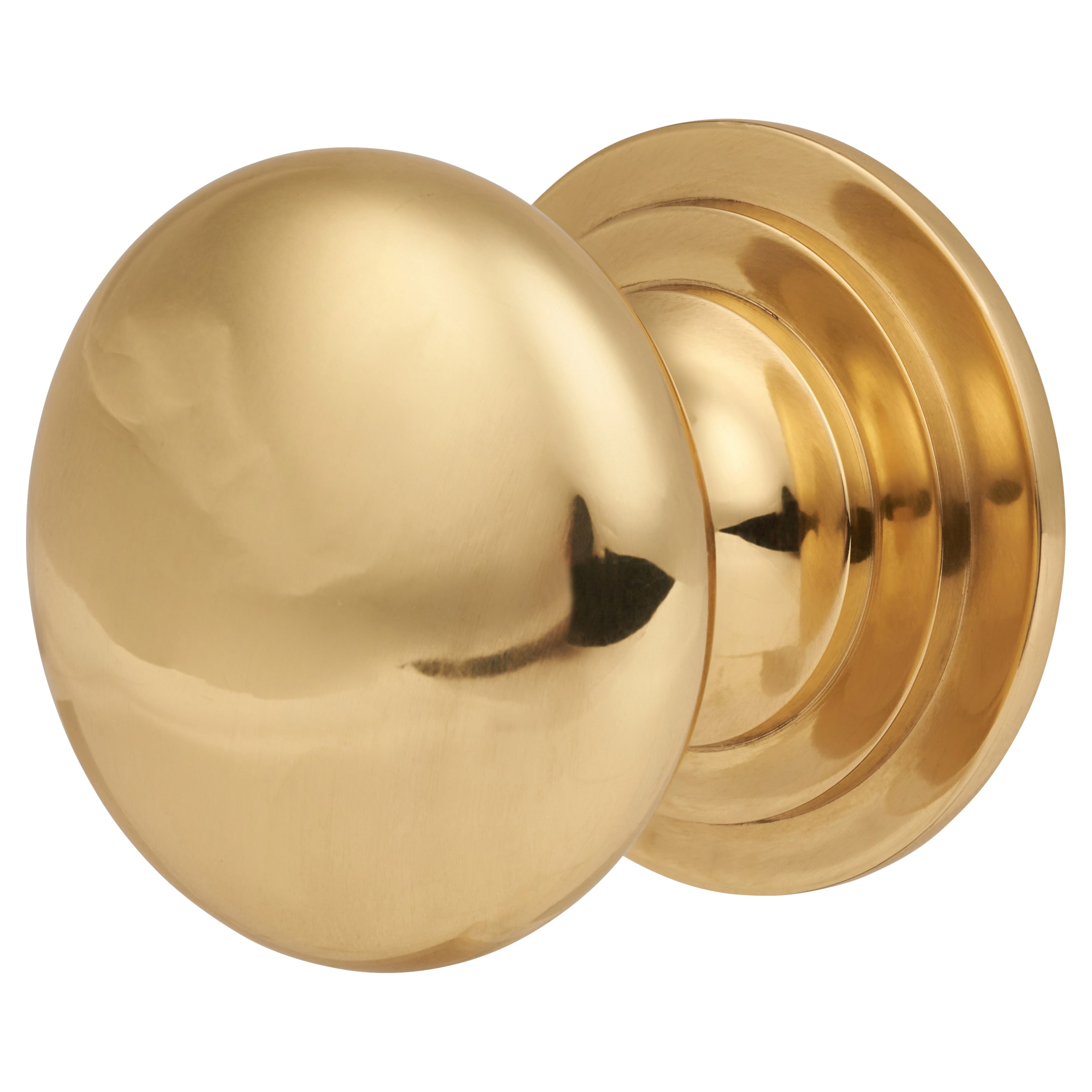Victorian Turned Round Cabinet Knob - 38mm Diameter - Polished Brass - view 2