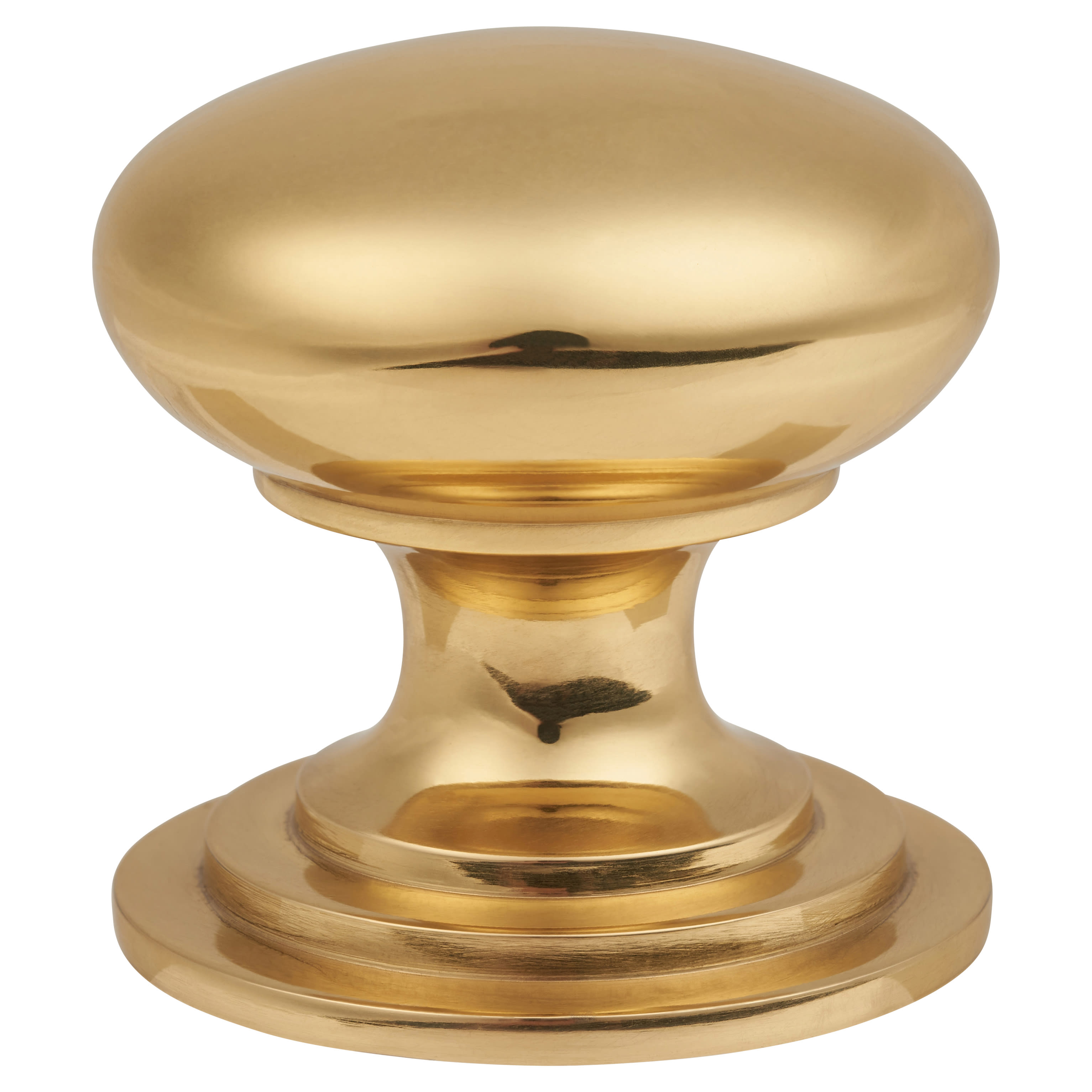 Victorian Turned Round Cabinet Knob - 38mm Diameter - Polished Brass - view 3