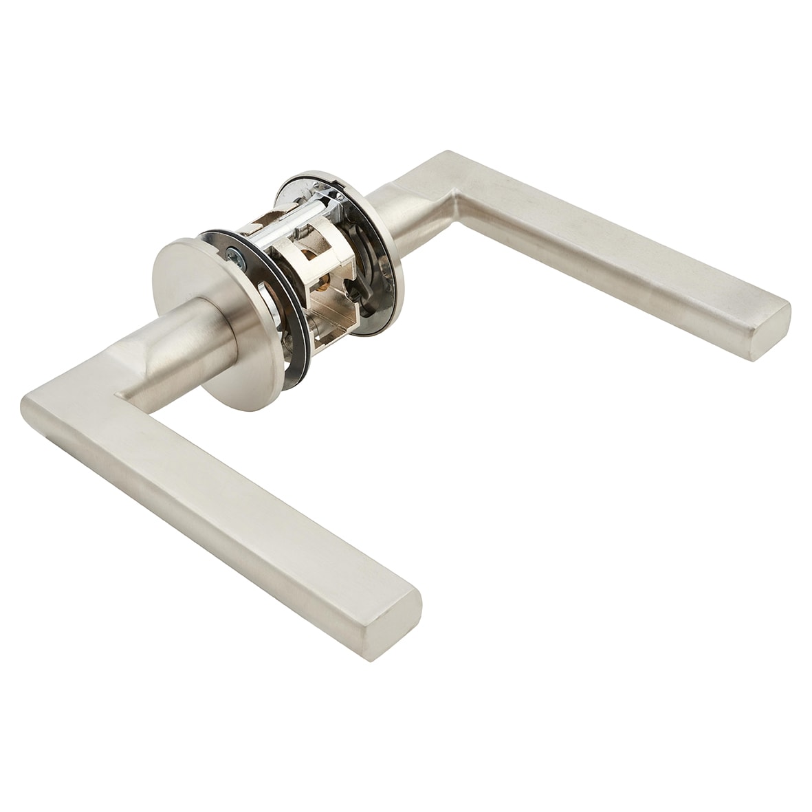 Satin Stainless Steel Door Handles on Round Slim Rose - Schema Rita Range - view 4