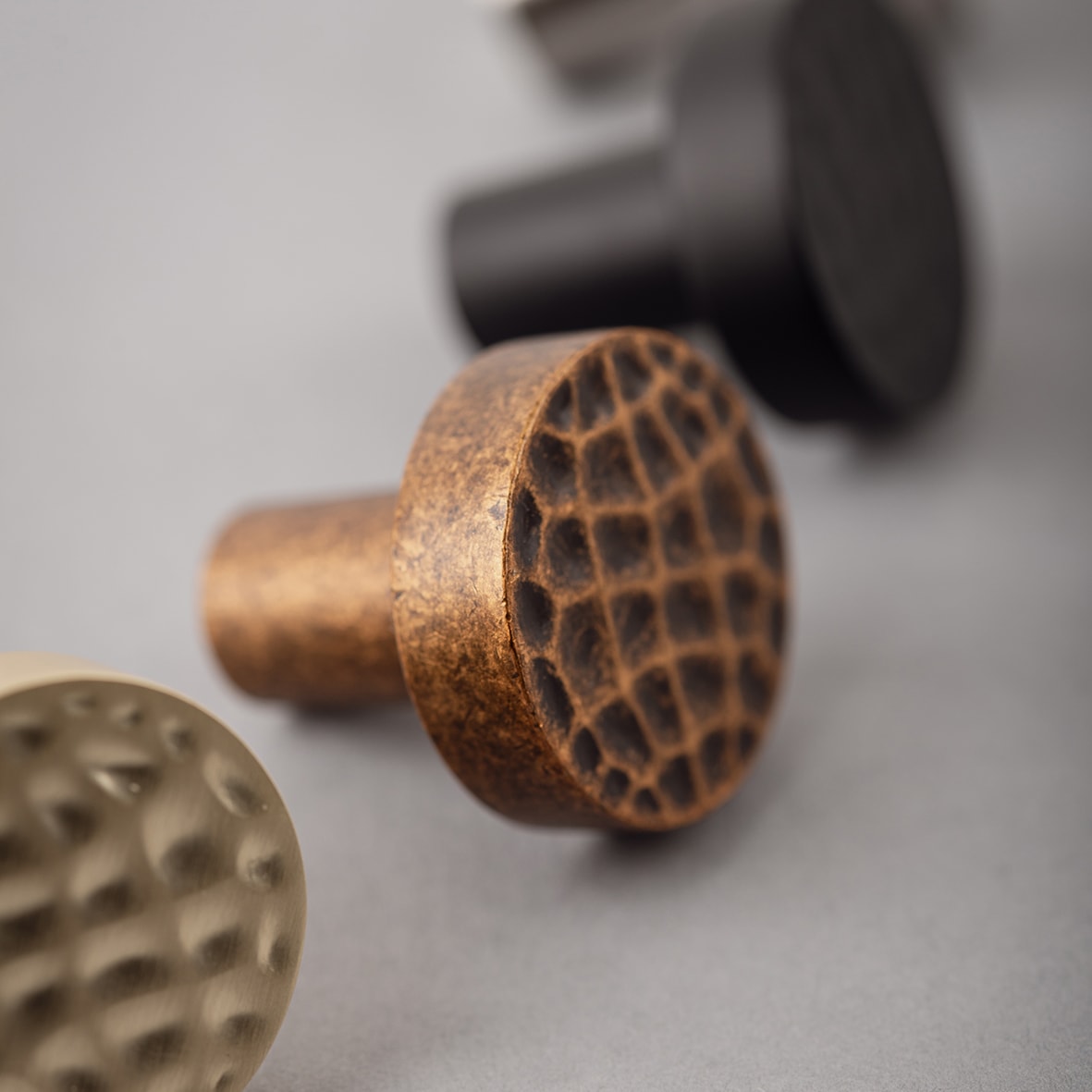 Kendal Hammered Round Cabinet Knob - 28mm Diameter - Antique Brass - view 2