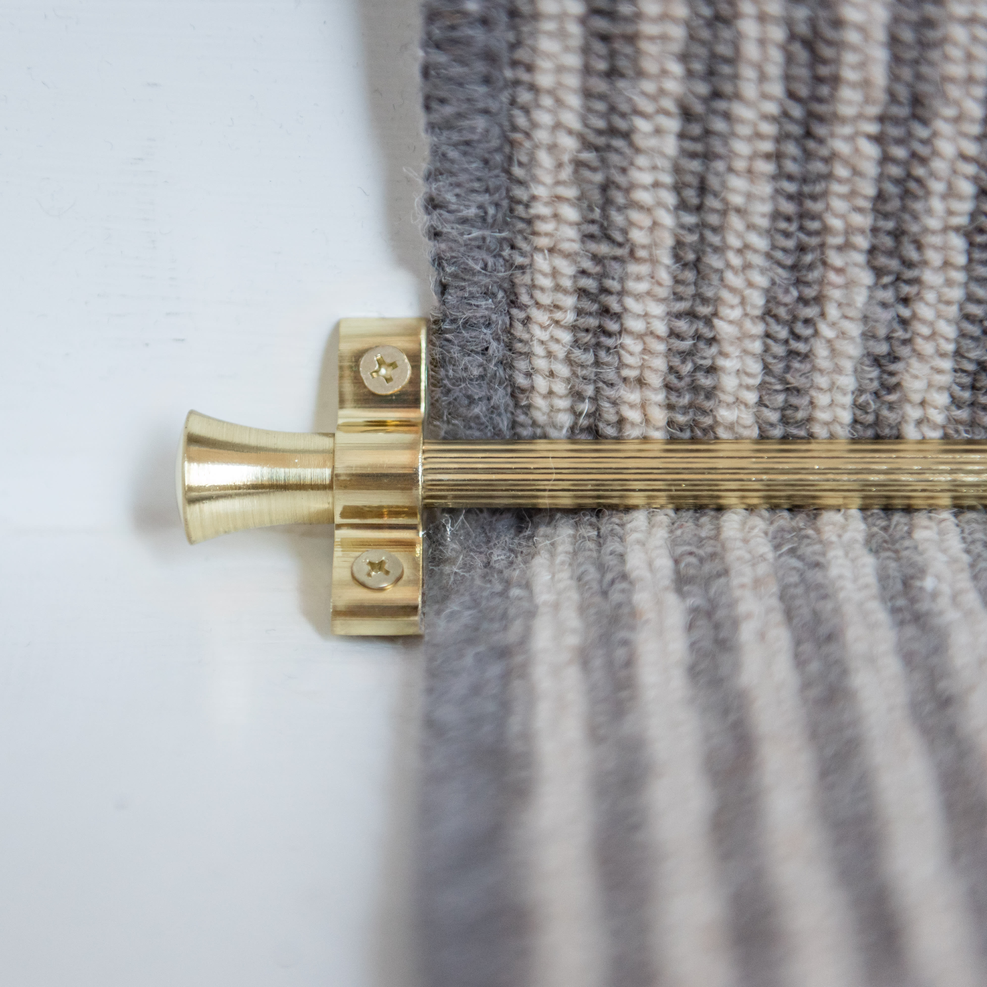 Lines Stair Rod with Fluted Finials - 900mm Length - Satin Brass - view 5