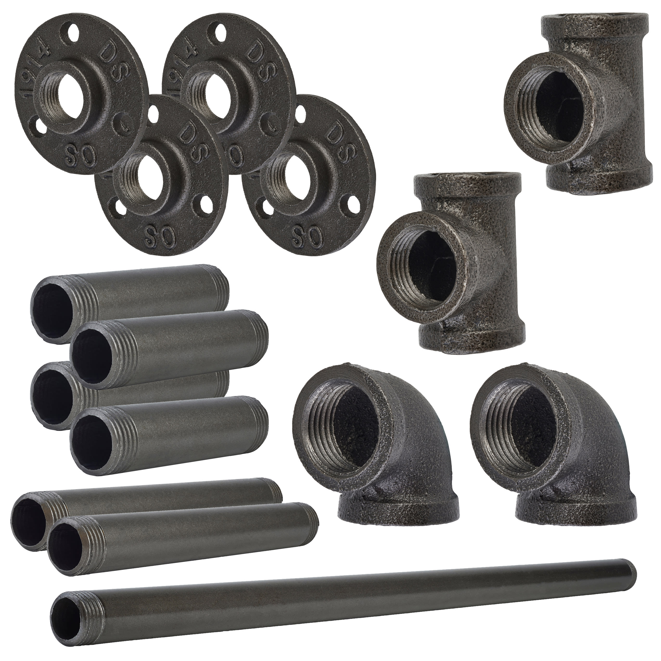 1/2" Pipe Shelf Kit with Downwards Facing Hanging Rail - Grey - view 2