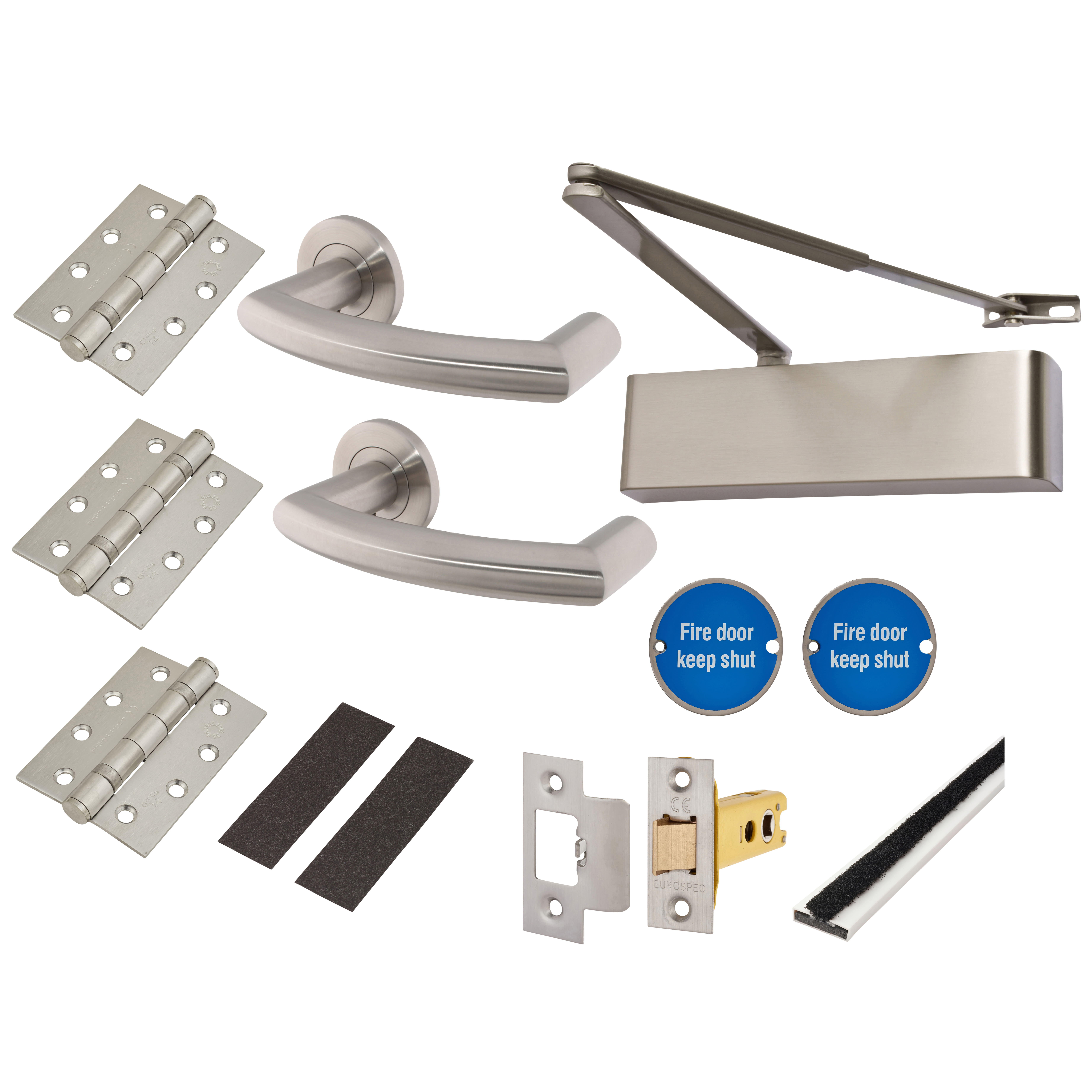 Heavy Duty Latch Door Handle on Rose Fire Door Kit - Power Size 2-5 - Stainless Steel - view 2