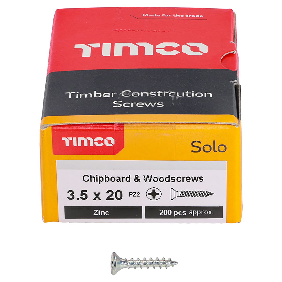 Solo Chippy Pozi Countersunk Wood Screws - 3.5 x 20mm - Zinc Plated - Pack of 200 - view 2