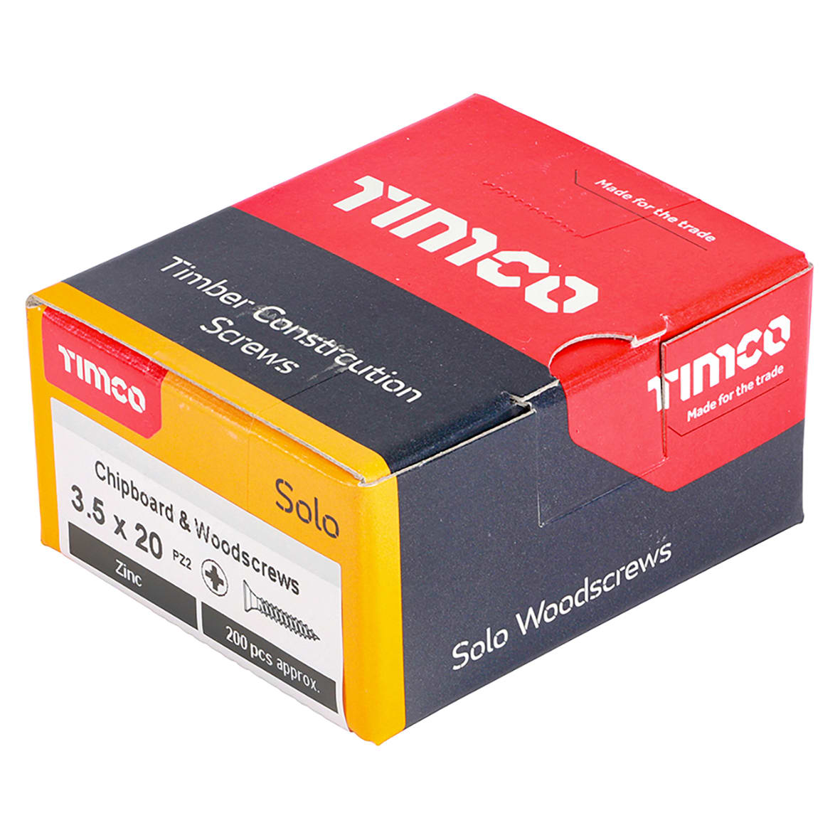 Solo Chippy Pozi Countersunk Wood Screws - 3.5 x 20mm - Zinc Plated - Pack of 200 - view 4