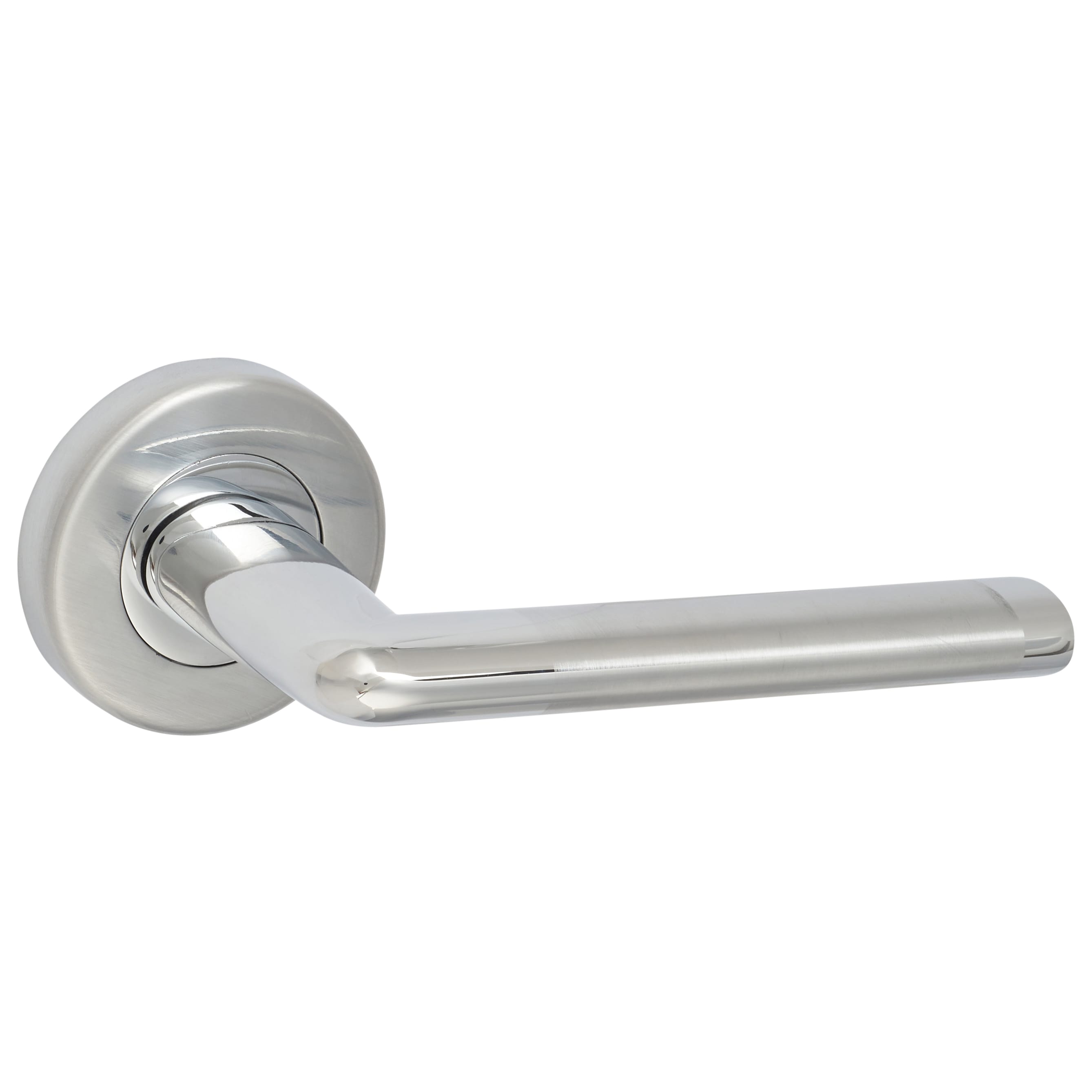 Satin/Polished Chrome Latch Door Handles on Rose Pack - Lena Range - view 3