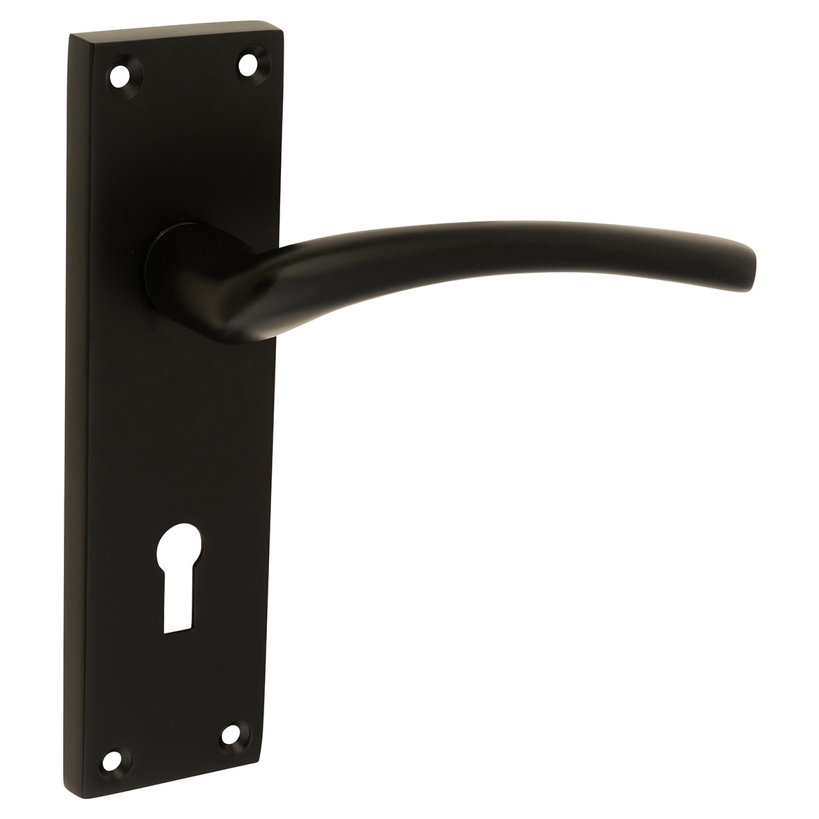 Matt Black Keyhole Lock Door Handles - Rimini Range - 151 x 42mm - view 2