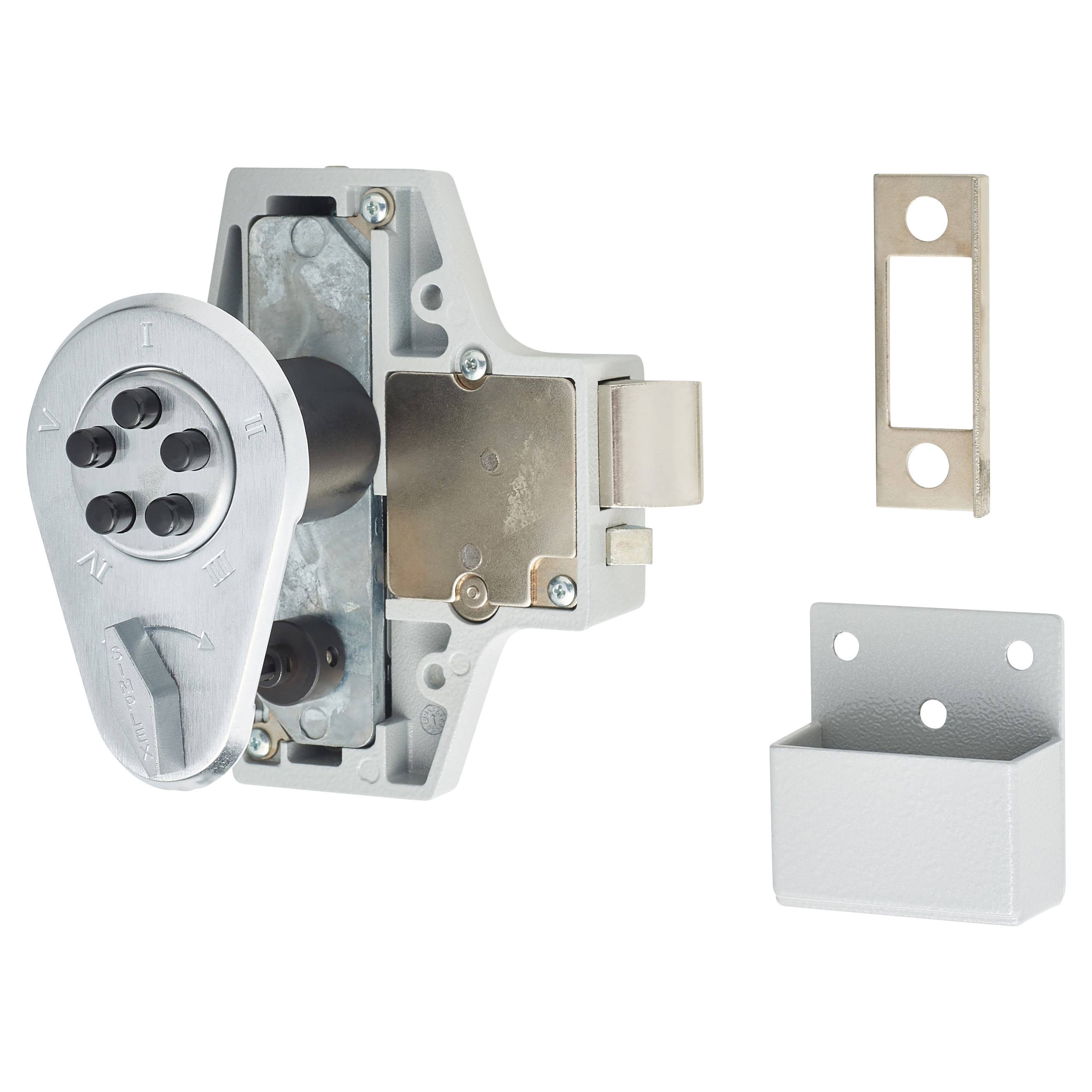 Unican 919 Push Button Code Lock - Satin Chrome - view 2