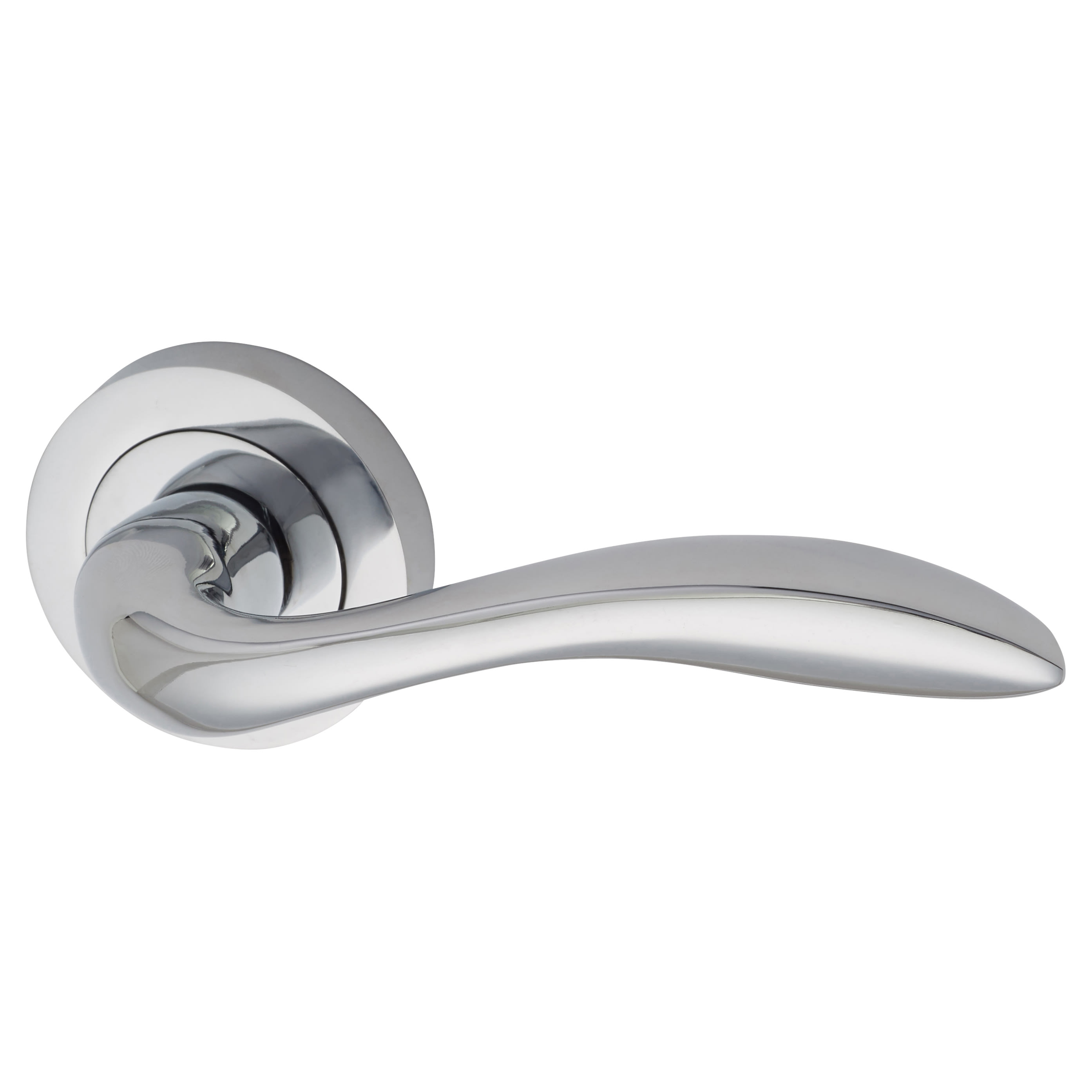 Polished Chrome Door Handles on Round Rose - Sussex Range - view 2