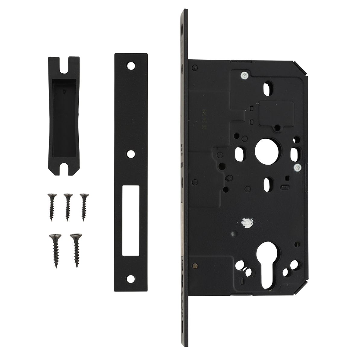 DIN Deadlock - 88mm Case - 60mm Backset - Square - Matt Black - view 2