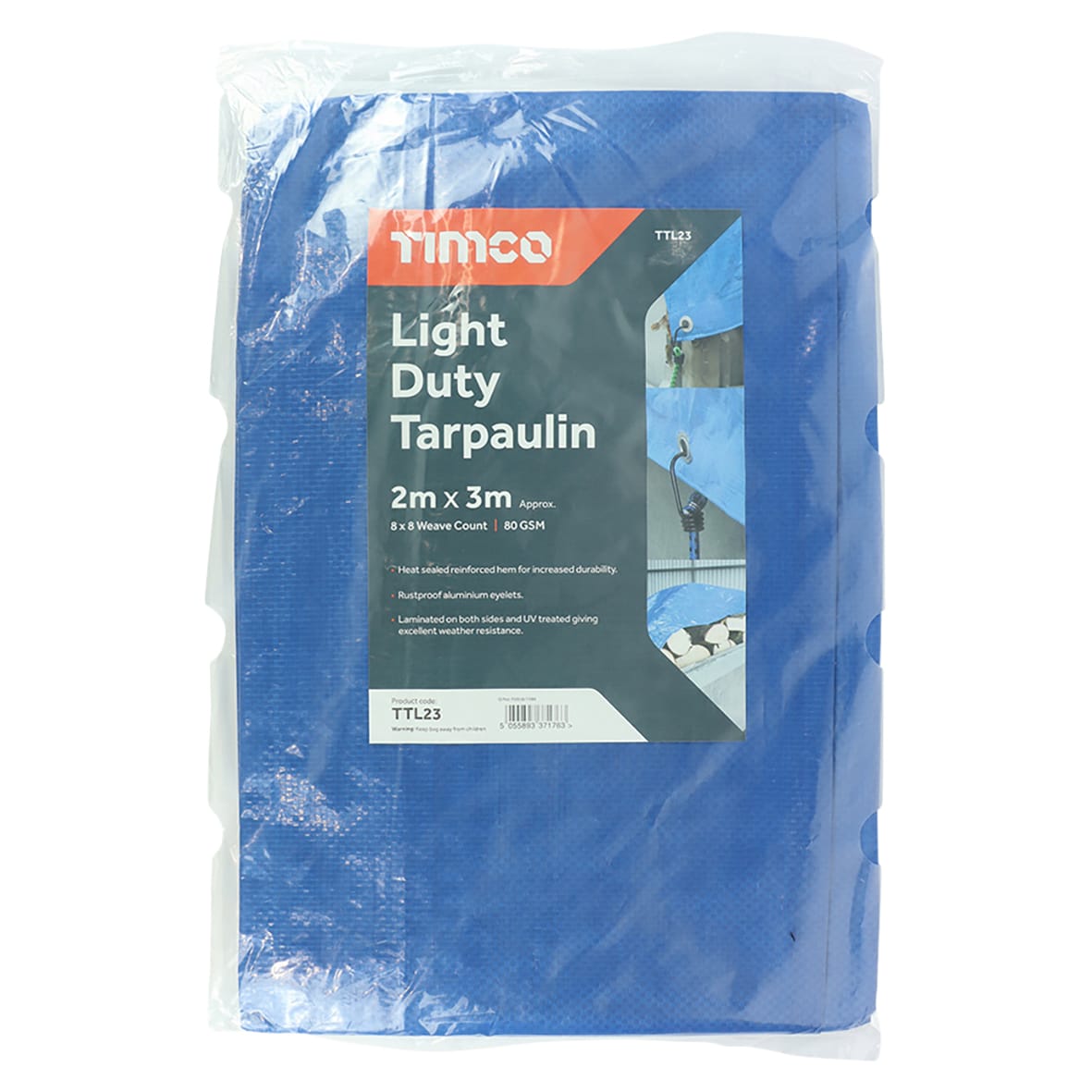 Light Duty Tarpaulin - 3m x 2m - Blue - view 2