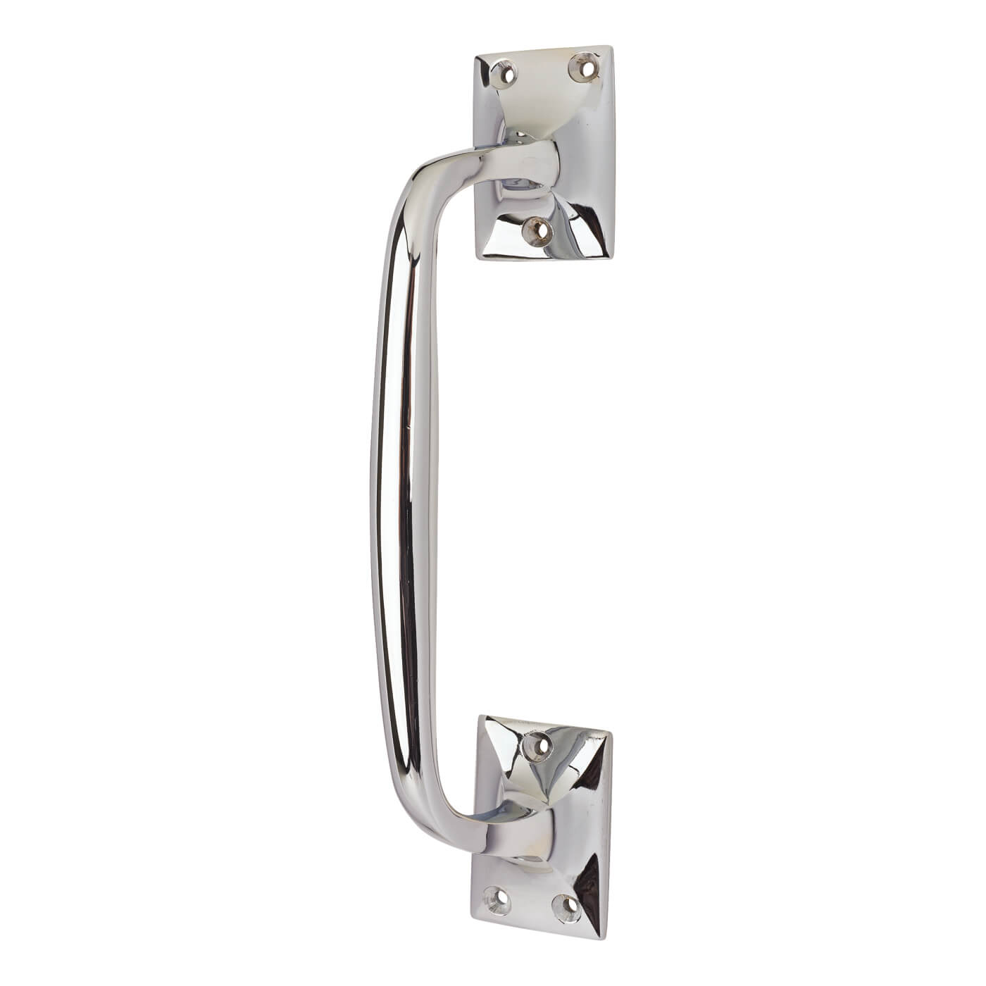 Traditional Polished Chrome Heavy Cast Offset Door Pull Handle - Screw Fix - 250mm Centres - view 2