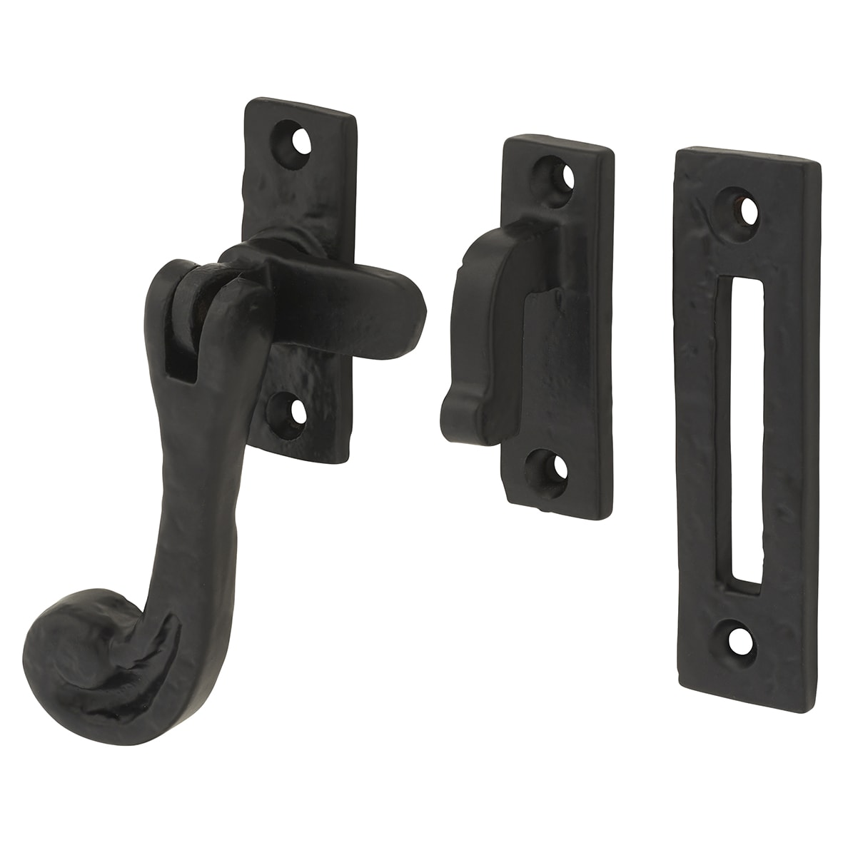 Tudor Mortice & Hook Plate Casement Window Fastener - Reversible - Antique Black Iron - view 2