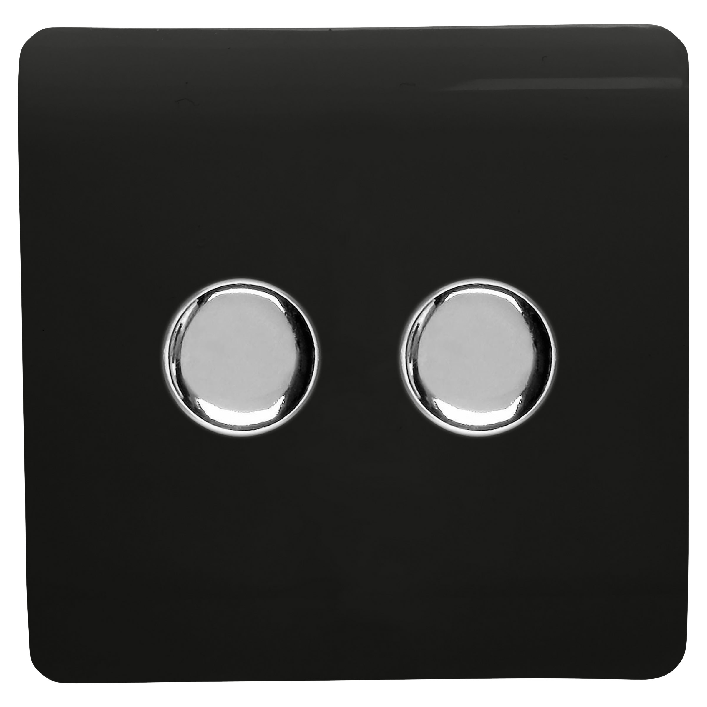 150W 2 Gang 2 Way Screwless LED Rotary Dimmer Switch - Gloss Black - view 2
