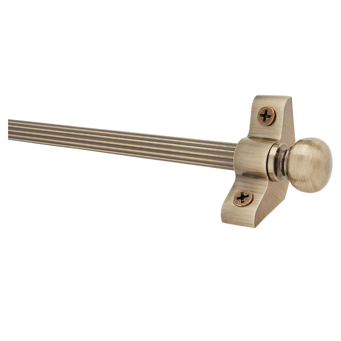 Lines Stair Rod with Round Bulb Finials - 900mm Length - Antique Brass - view 2