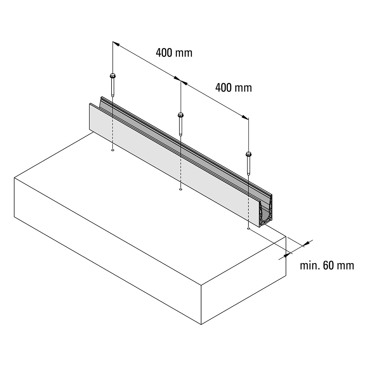 VetroMount Base Rail With 21.5mm Fitting Kit - 2500mm Length - Aluminium - view 7