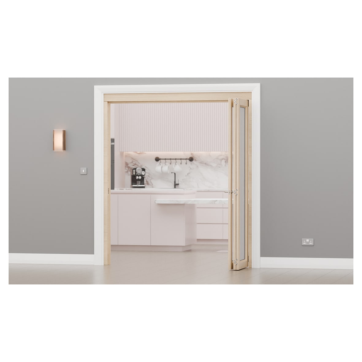 Interfold 35F Bi-Folding Door Kit - 2500mm Track - 3 Door - Satin Stainless Steel - view 3