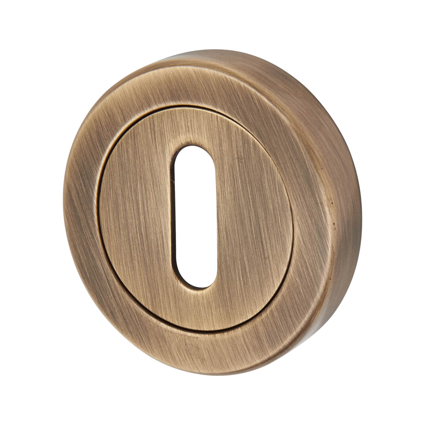 Escutcheon - 48mm Diameter - Keyhole - Antique Brass - view 2