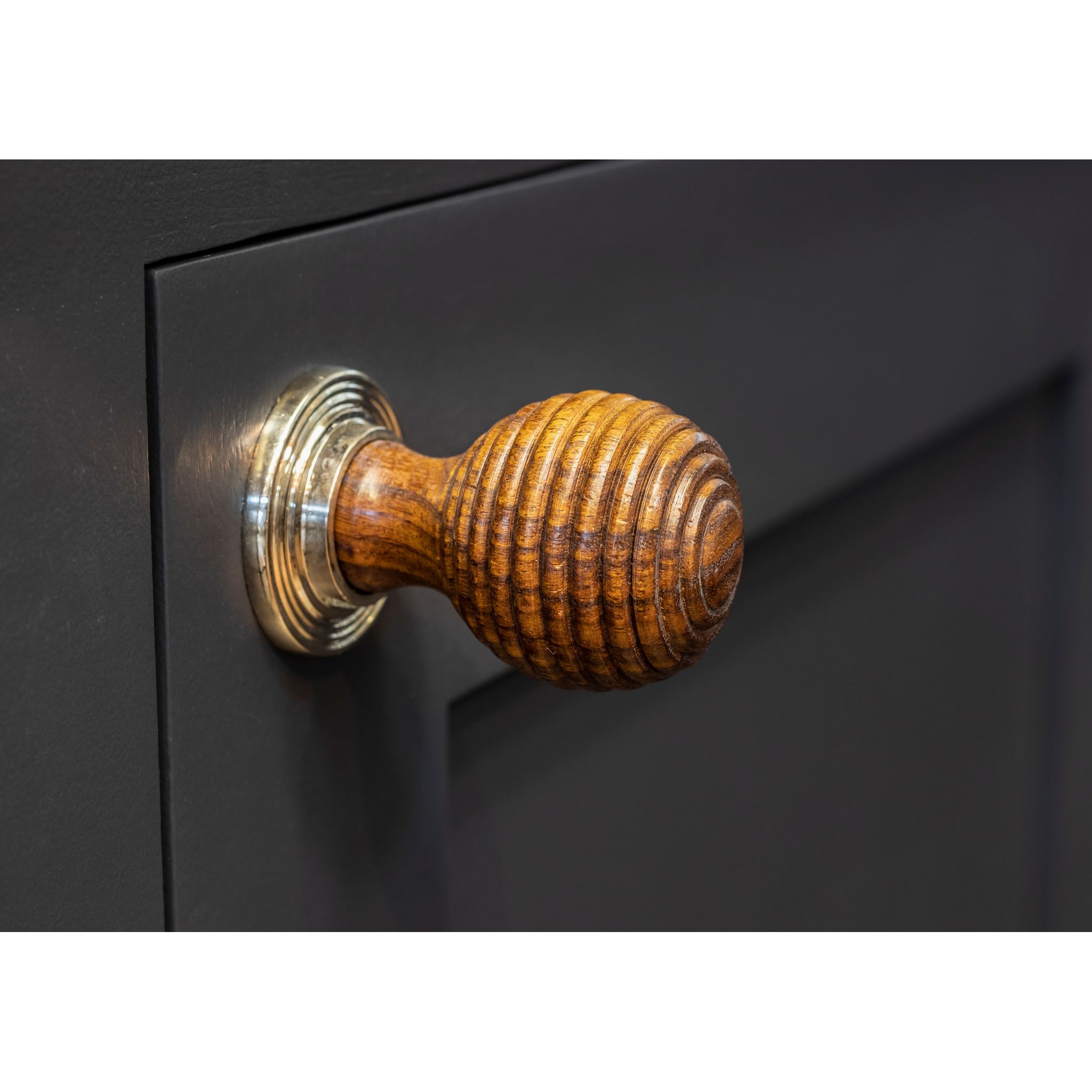 Beehive Ball Cabinet Knob - 38mm Diameter - Rosewood - Polished Nickel Rose - view 2