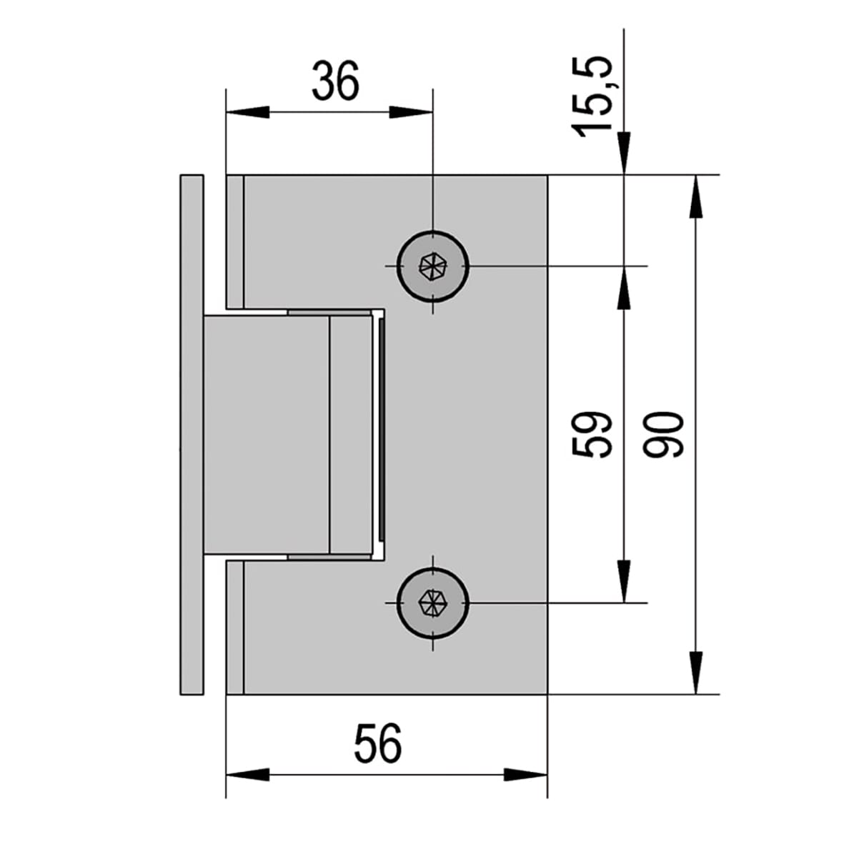 Bilbao Basic Glass to Wall Shower Hinge - Single Sided - 8-12mm Glass - Polished Chrome - view 3