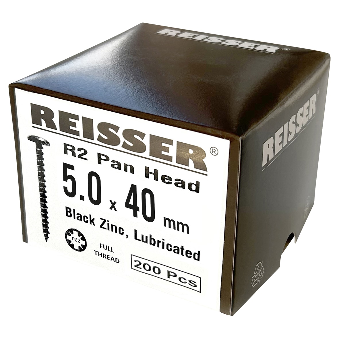 R2 Pozi Pan Head Wood Screws - 5.0 x 40mm - Black Passivated - Pack of 100 - view 2