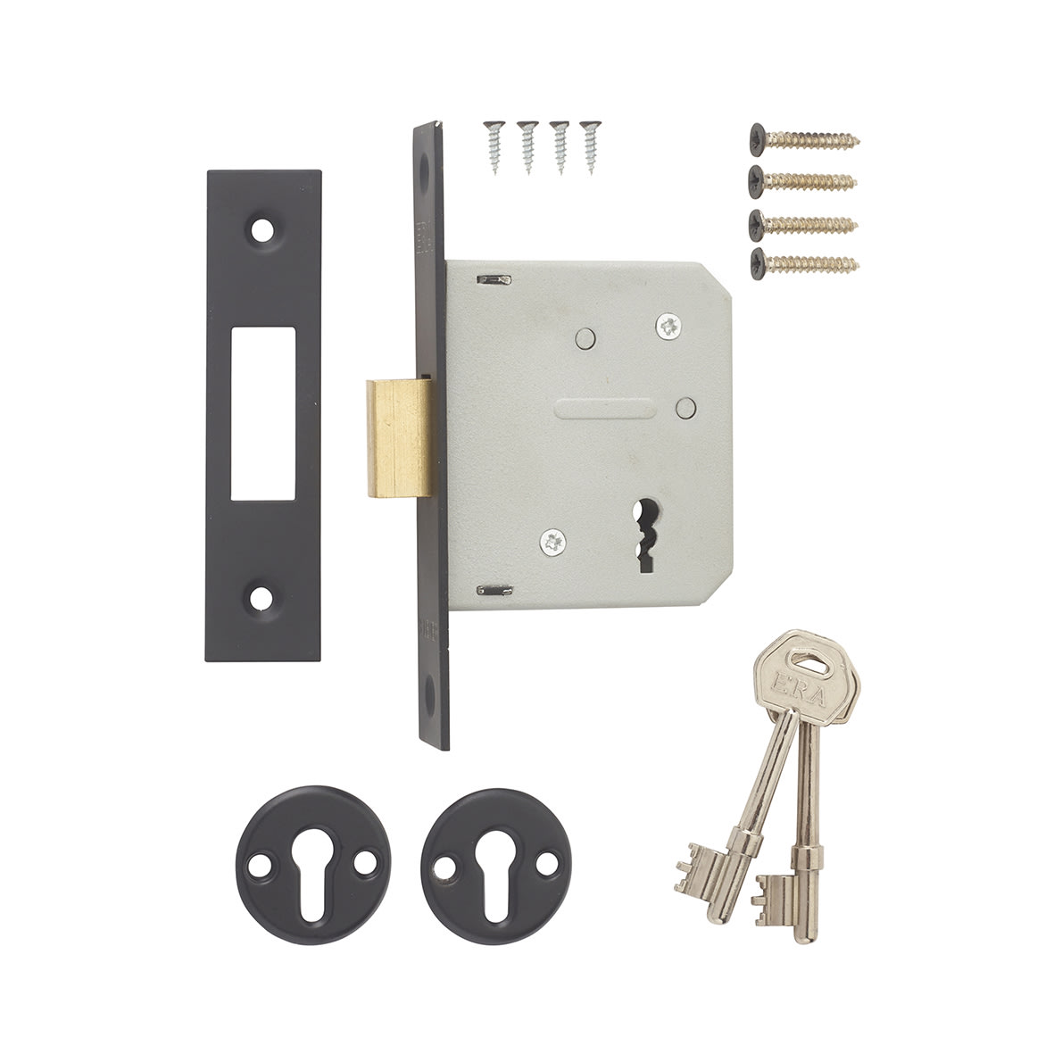 3 Lever Deadlock - 64mm Case - 44mm Backset - Matt Black - view 2