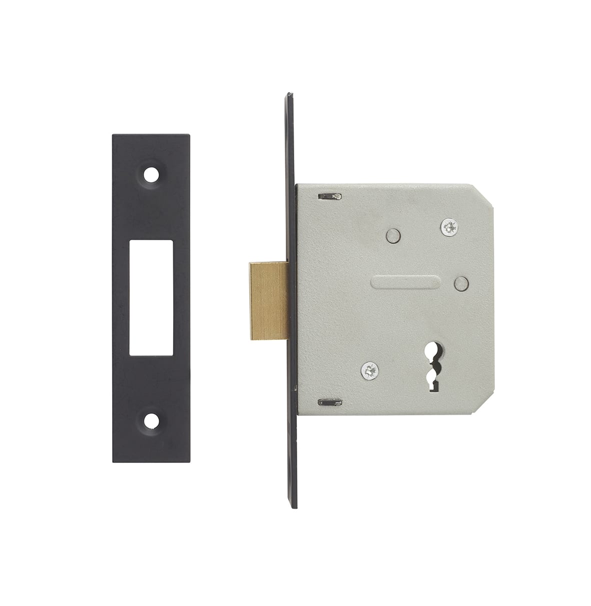 3 Lever Deadlock - 64mm Case - 44mm Backset - Matt Black - view 3