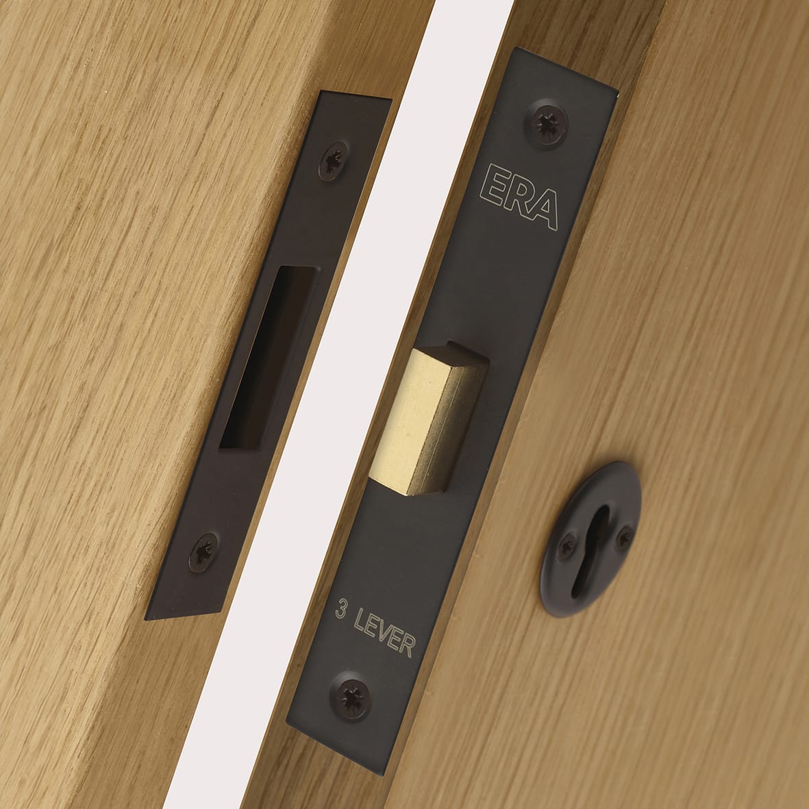 3 Lever Deadlock - 64mm Case - 44mm Backset - Matt Black - view 4