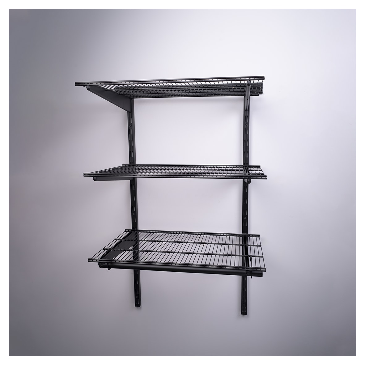 Wardrobe Kit - 1 Bay & 3 x Ventilated Wire Shelf - Black - view 2