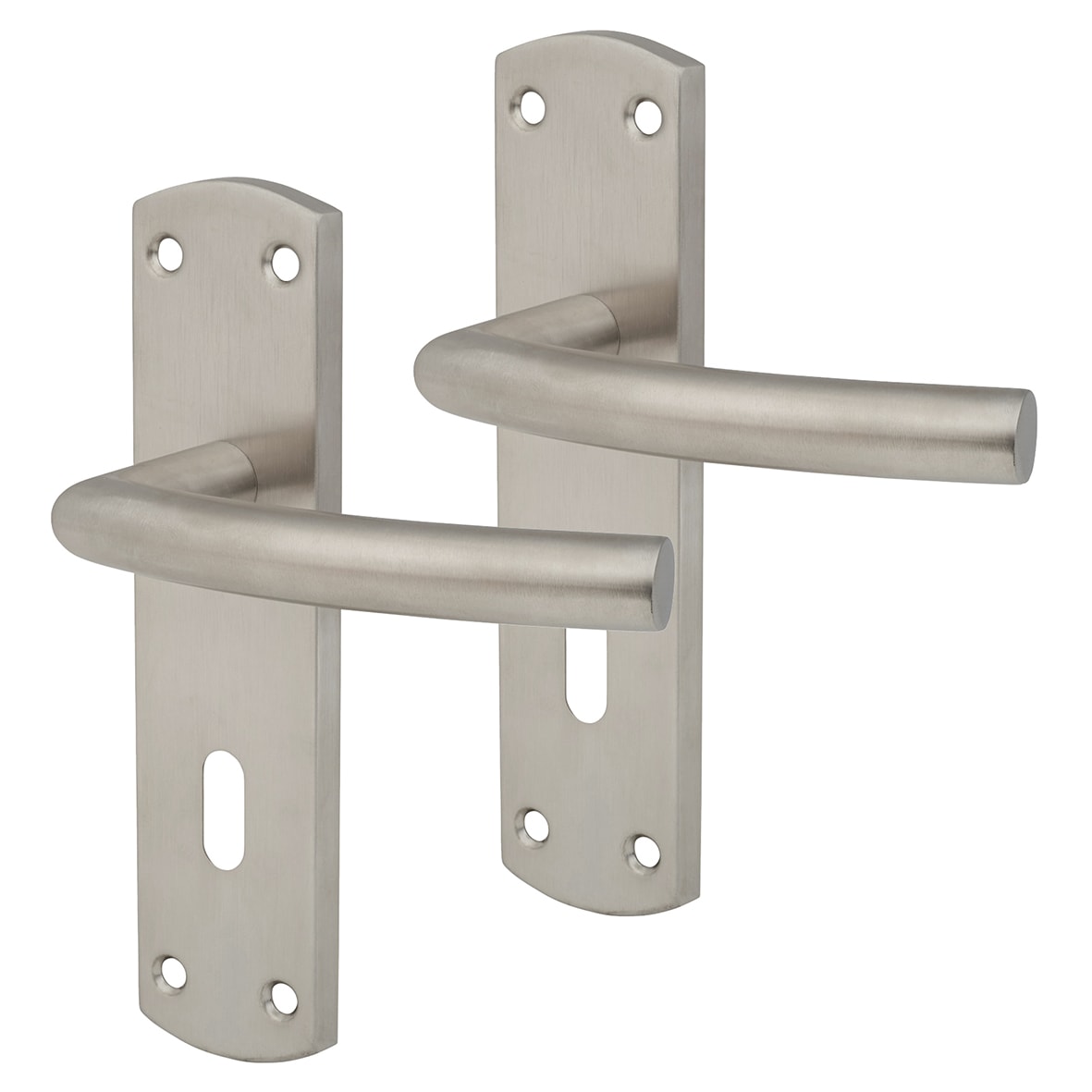 Satin Stainless Steel Arched Keyhole Lock Door Handles - 172 x 44mm - view 2