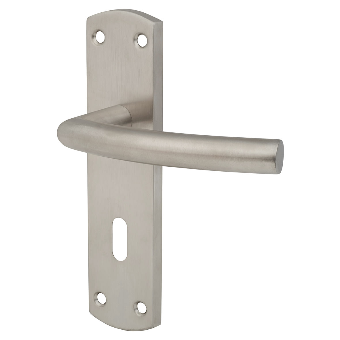 Satin Stainless Steel Arched Keyhole Lock Door Handles - 172 x 44mm - view 5