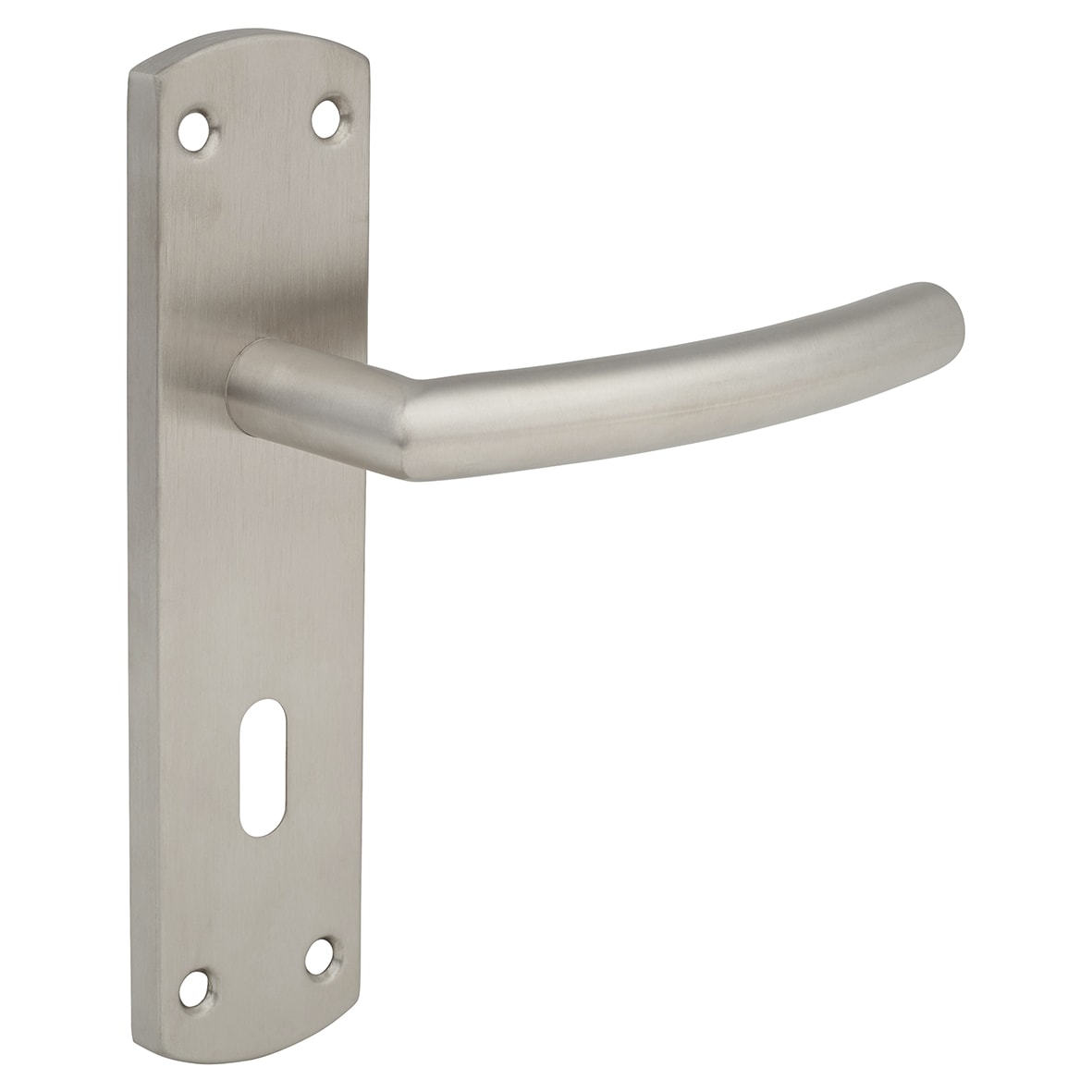 Satin Stainless Steel Arched Keyhole Lock Door Handles - 172 x 44mm - view 6