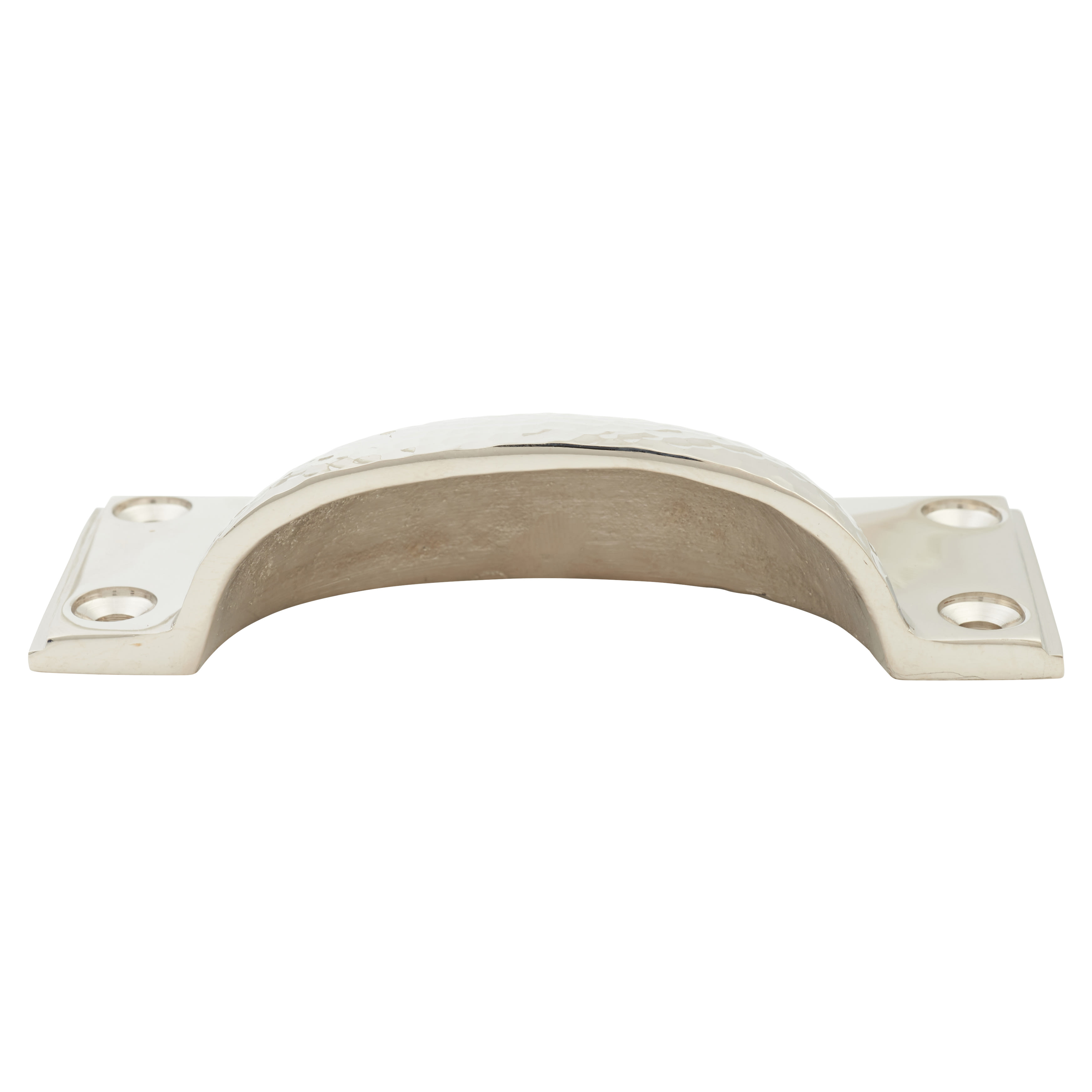 Hammered Art Deco Cabinet Cup Handle - 84mm Centres - Polished Nickel - view 2