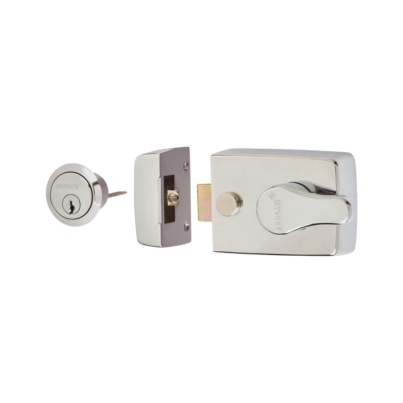 Deadlocking Nightlatch - 60mm Backset - Polished Chrome Case/Cylinder - view 2