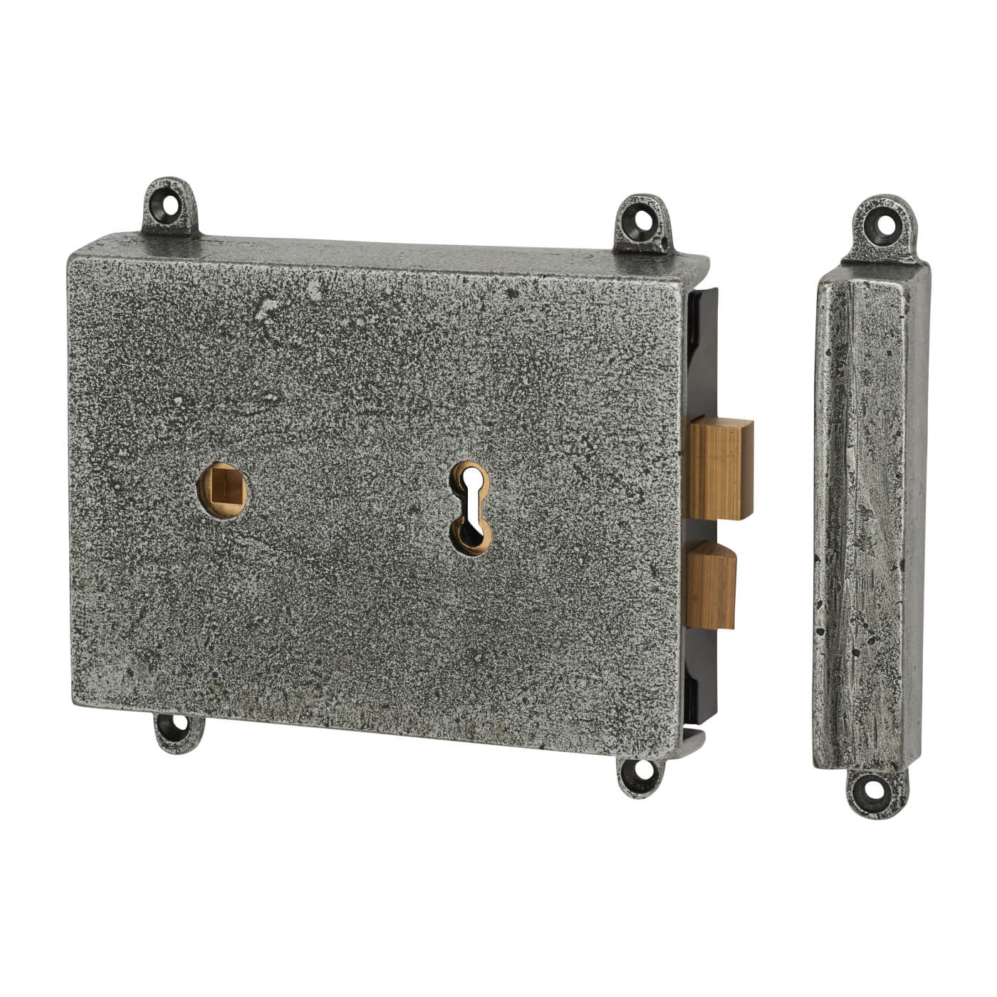 Rim Lock and Cover - 158 x 115mm - Pewter - view 2